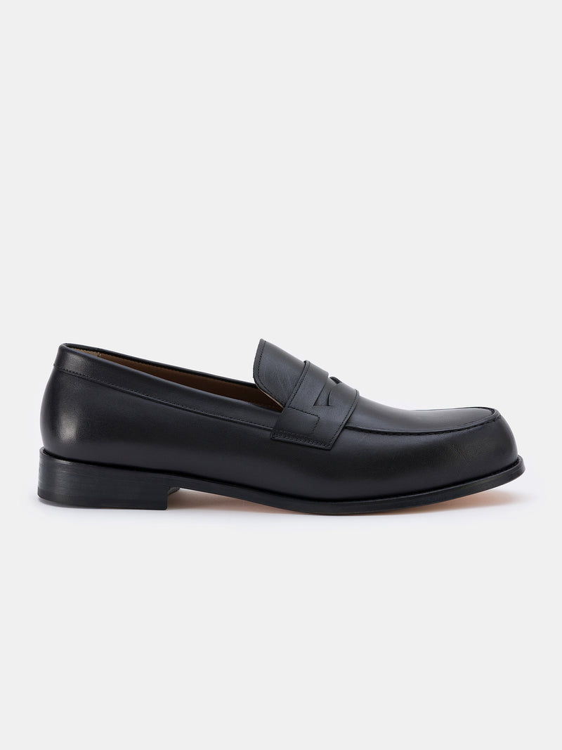 Black Leather Penny Loafers