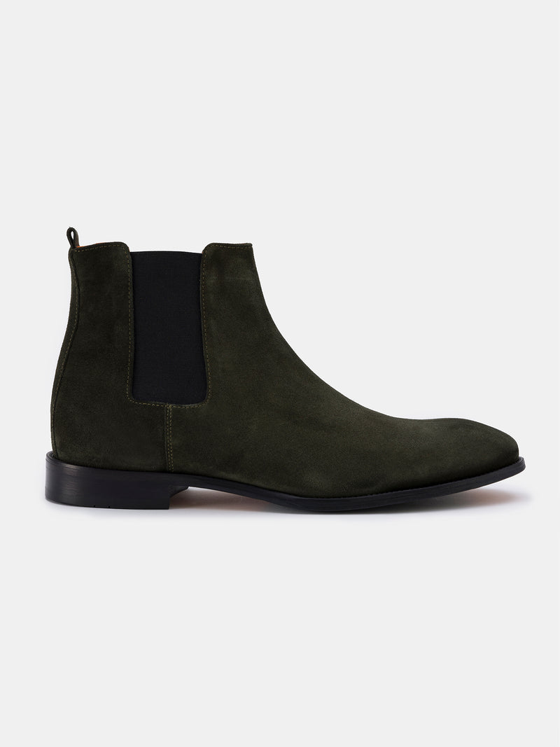 Khaki Suede Chelsea Boots