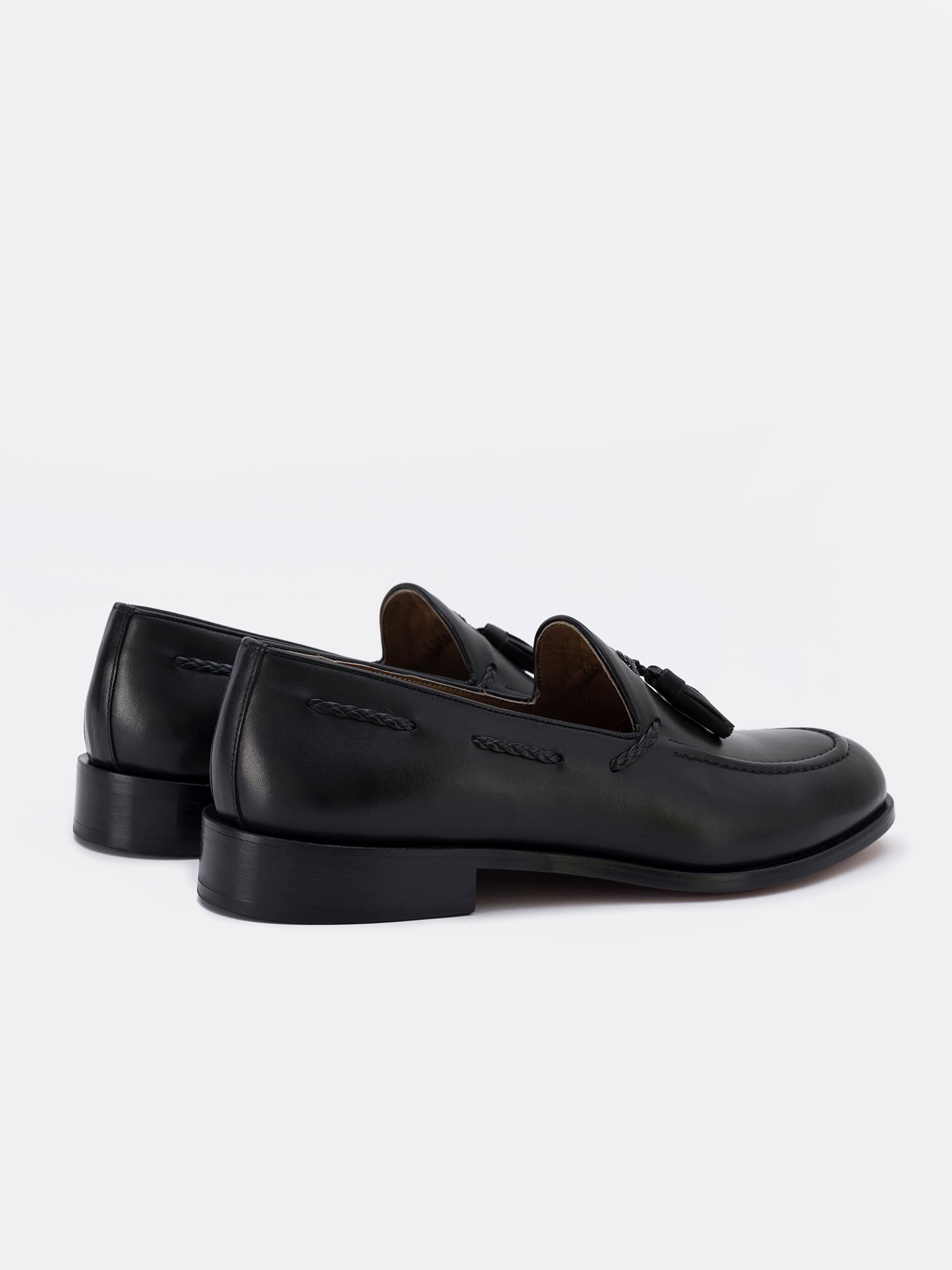 Black Leather Tasselled Loafers