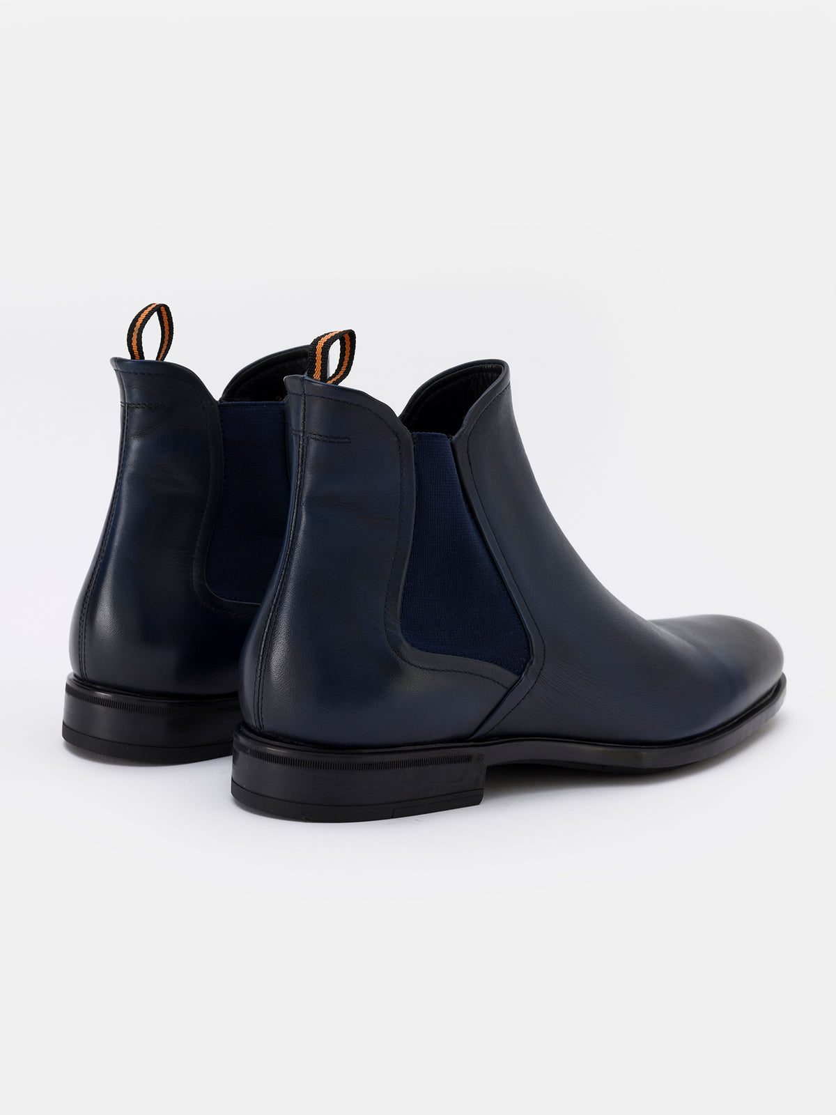 VIOSSI navy leather boots styled look, versatile Chelsea boot in quality navy boots leather material