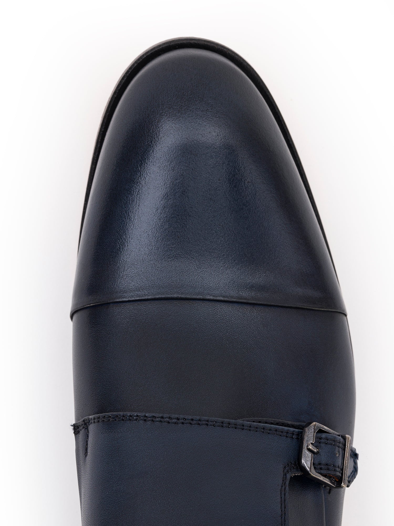 Navy Leather Monk Straps Shoes