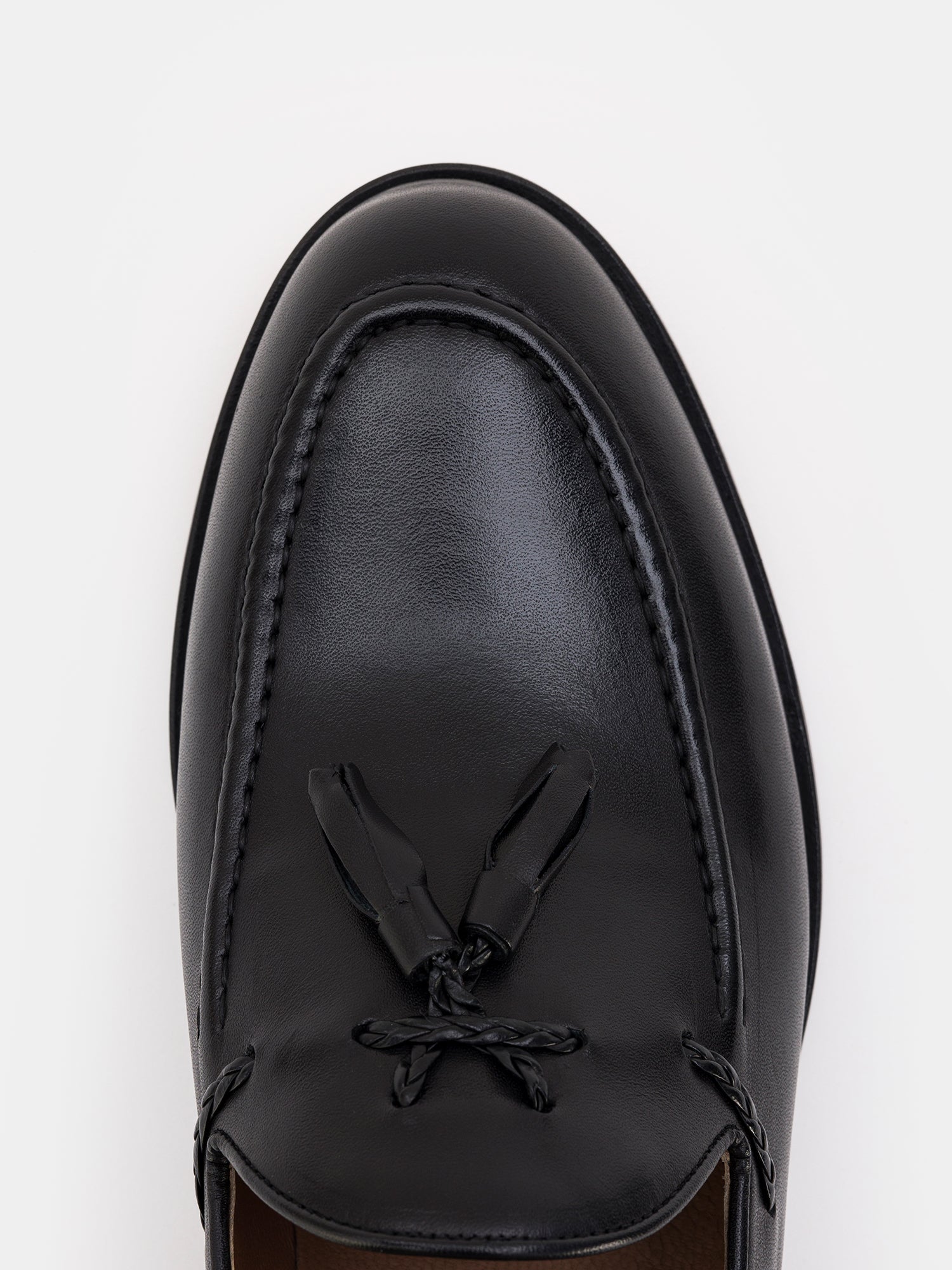 Black Leather Tasselled Loafers
