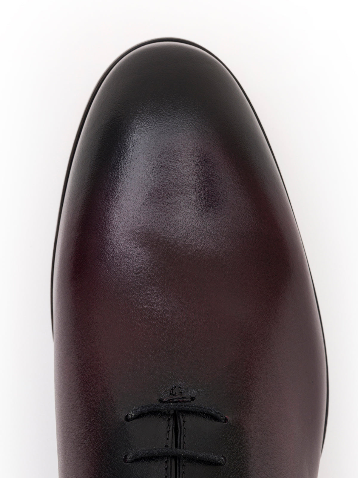 VIOSSI burnished oxfords pair shot in Bordeaux shade displaying matching formal shoes for men's fashion