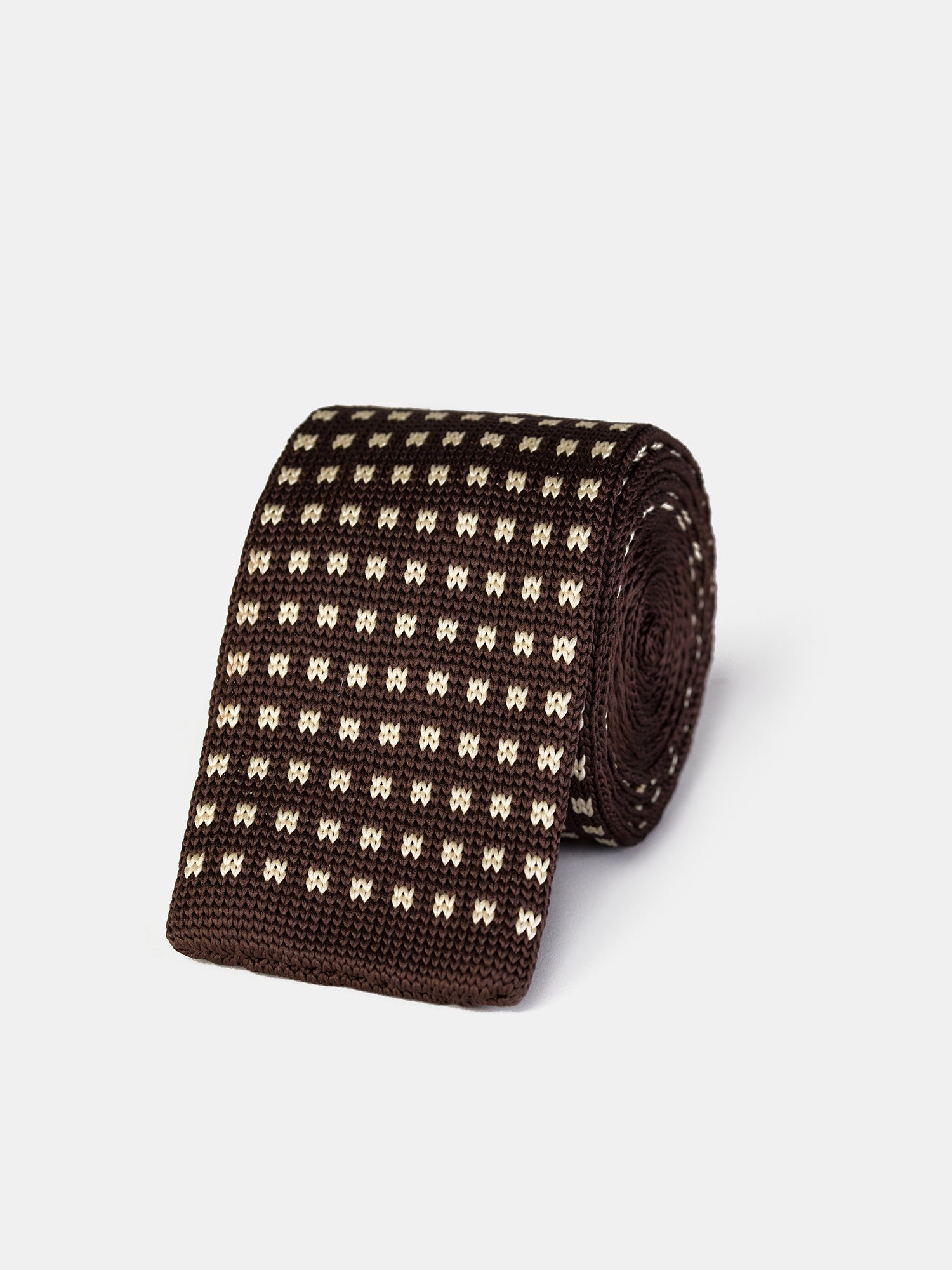 Brown Houndstooth Knitted Tie 6cm