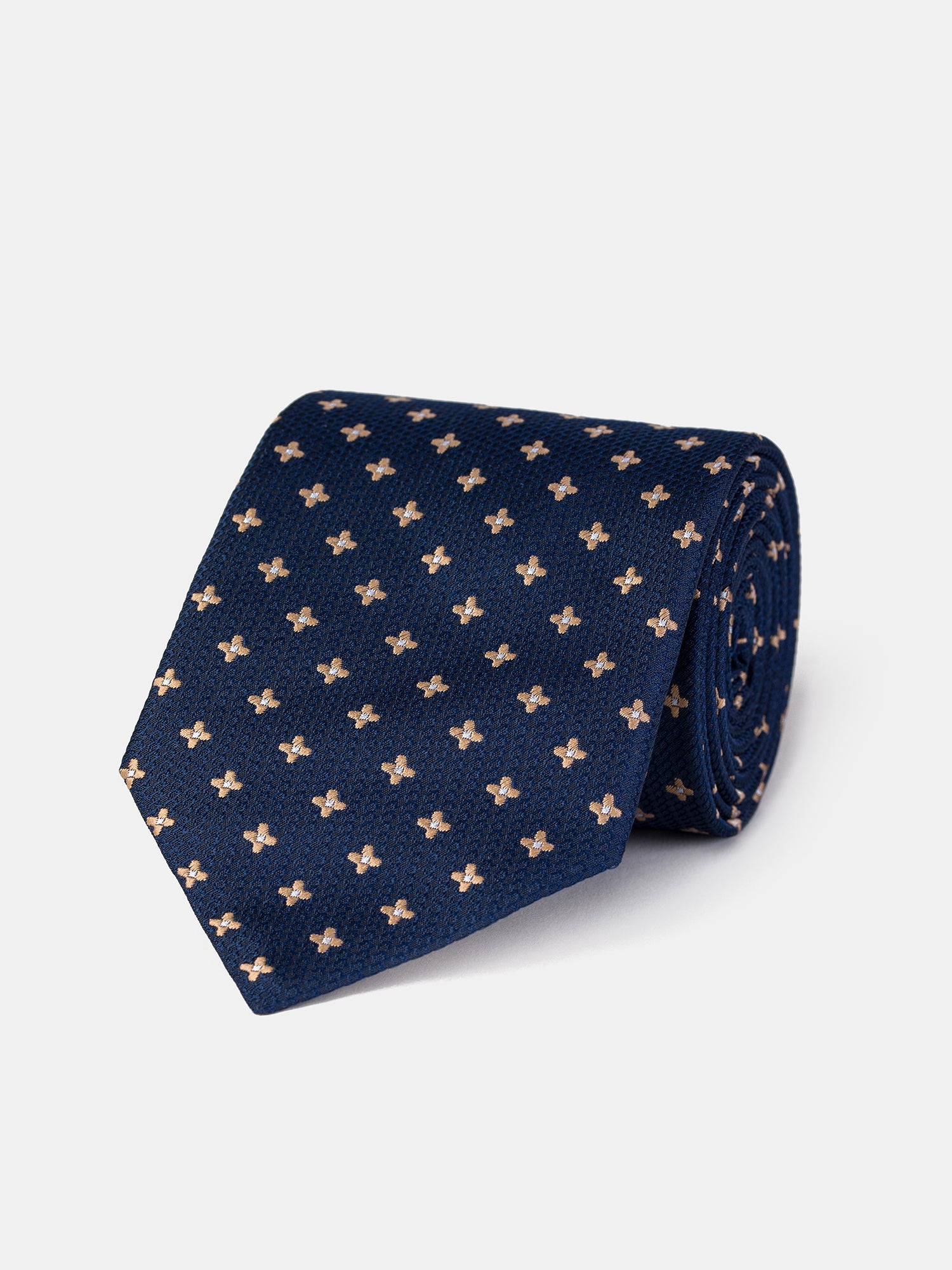 Navy Printed Tie 9cm