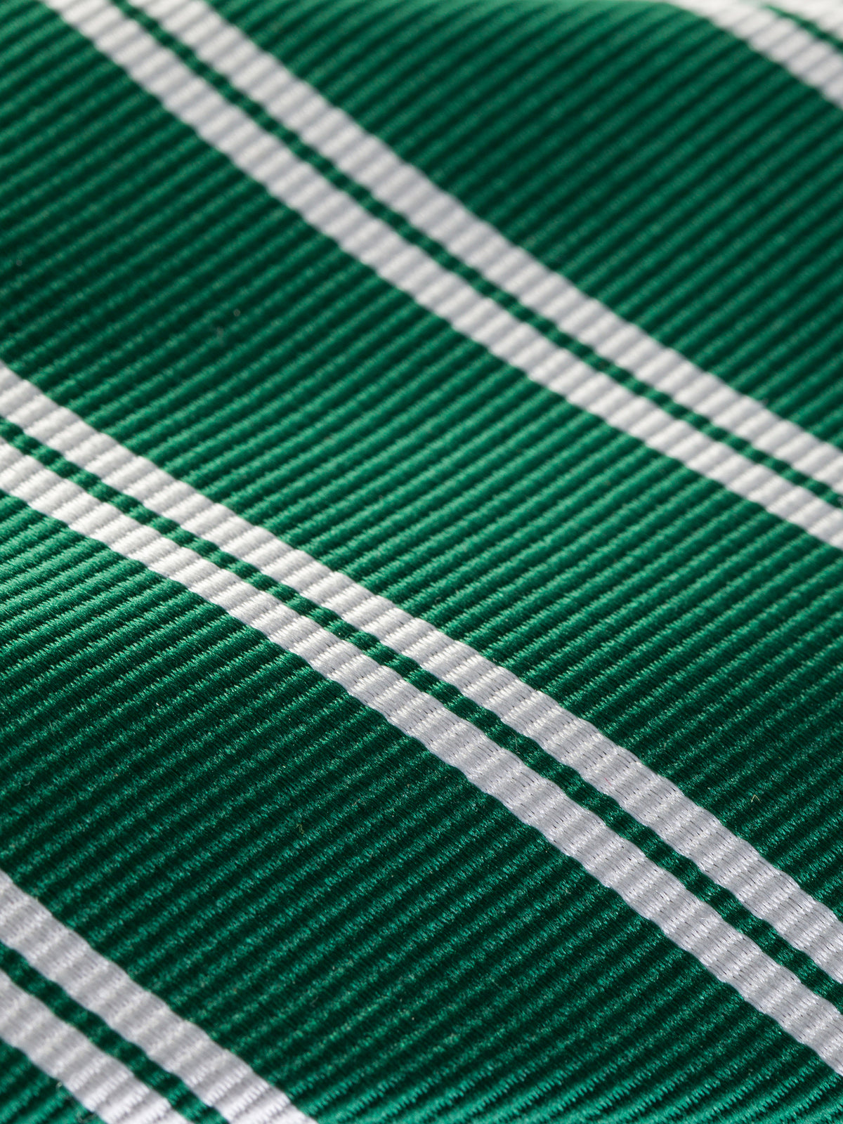 VIOSSI green striped tie detail shot showing texture and weave pattern - quality 9cm ties craftsmanship