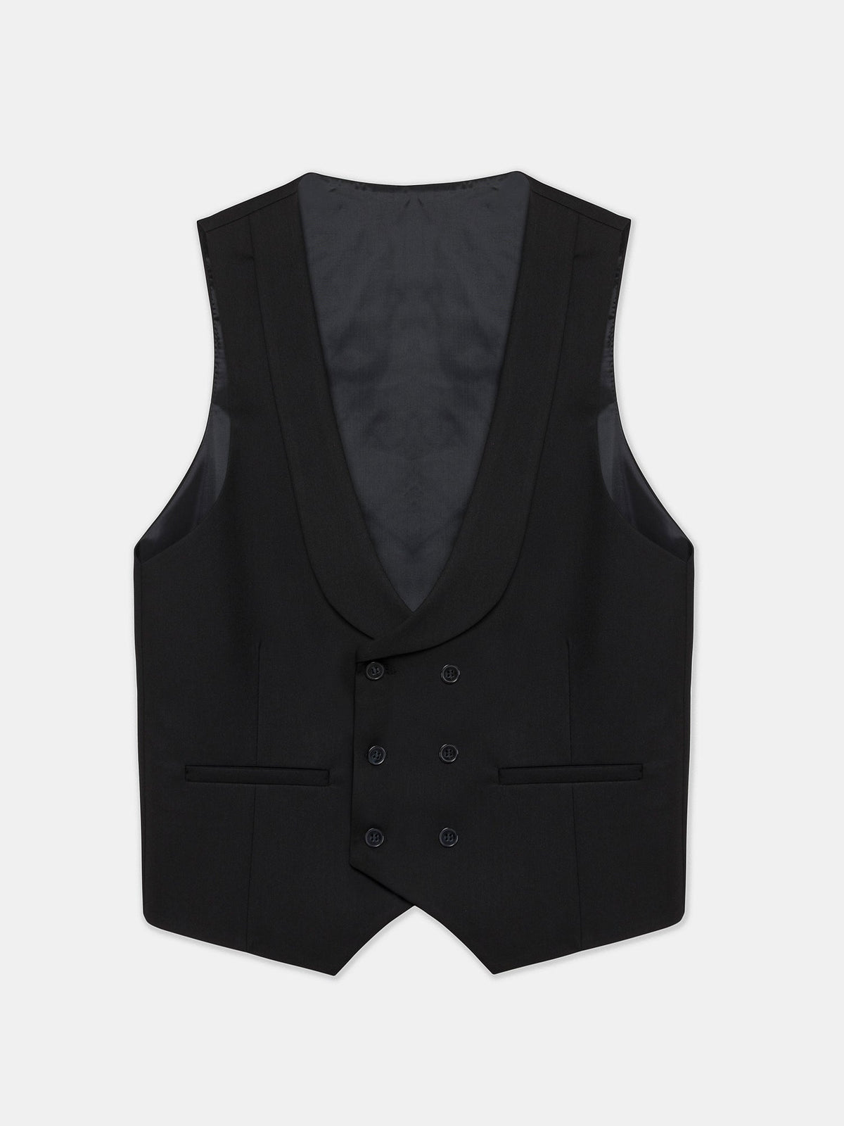 VIOSSI Black Modern-Fit Suit 3-Piece modeled in wedding setting, perfect italian suit styles alternative