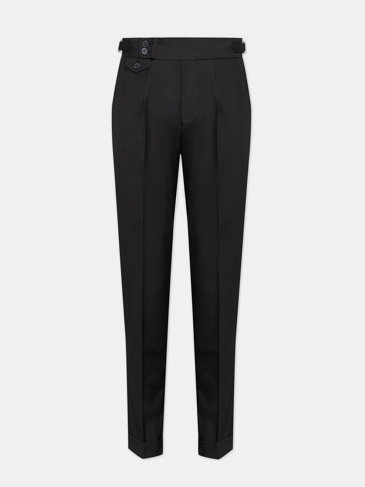VIOSSI black modern-fit 3-piece suit back view showing tailored silhouette and italian suit styles craftsmanship