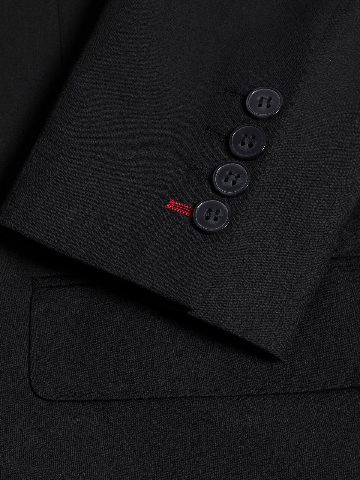 VIOSSI Black Modern-Fit Suit 3-Piece jacket interior lining detail reflecting italian suit styles quality