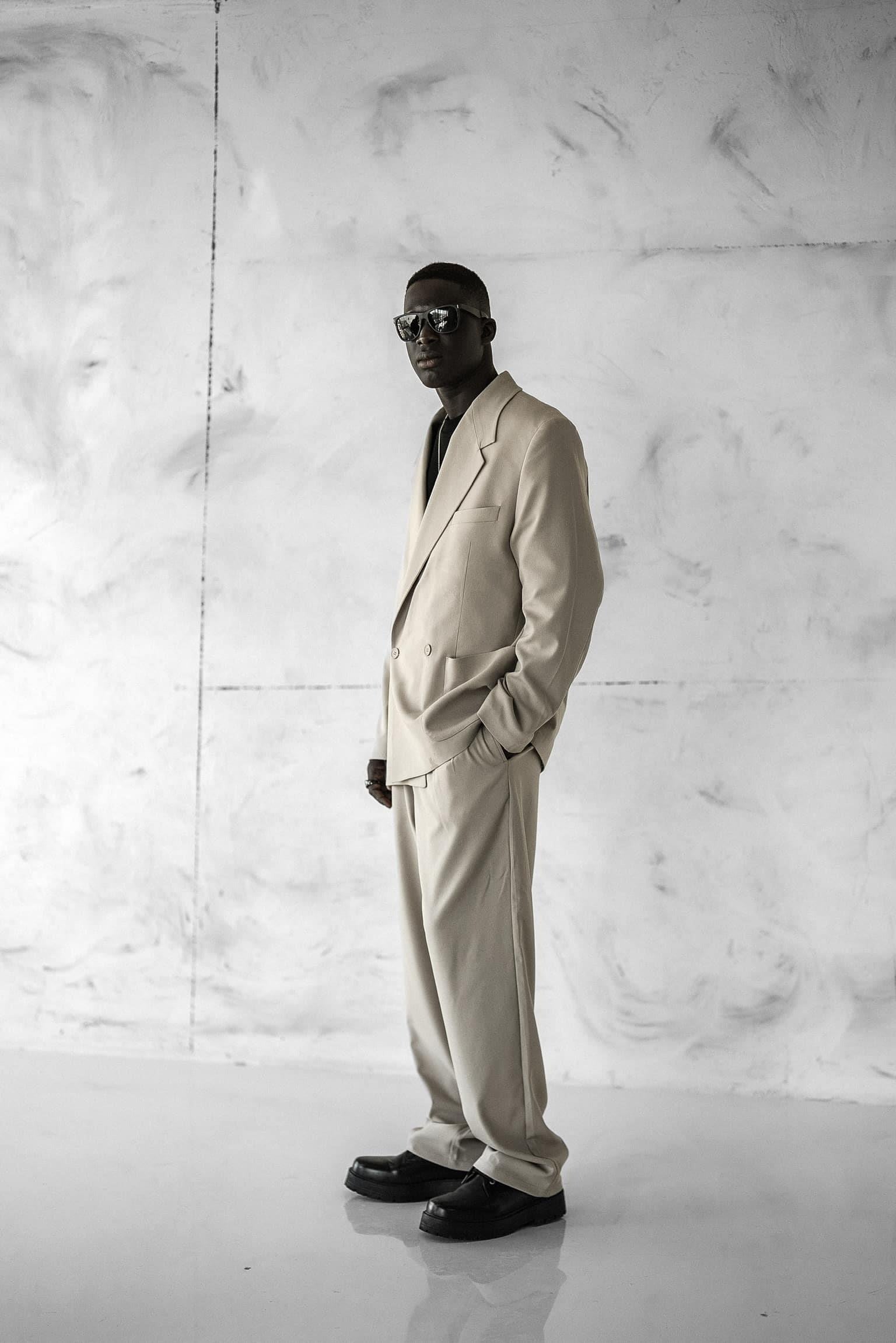 Beige Double Breasted Oversized Suit 2-Piece