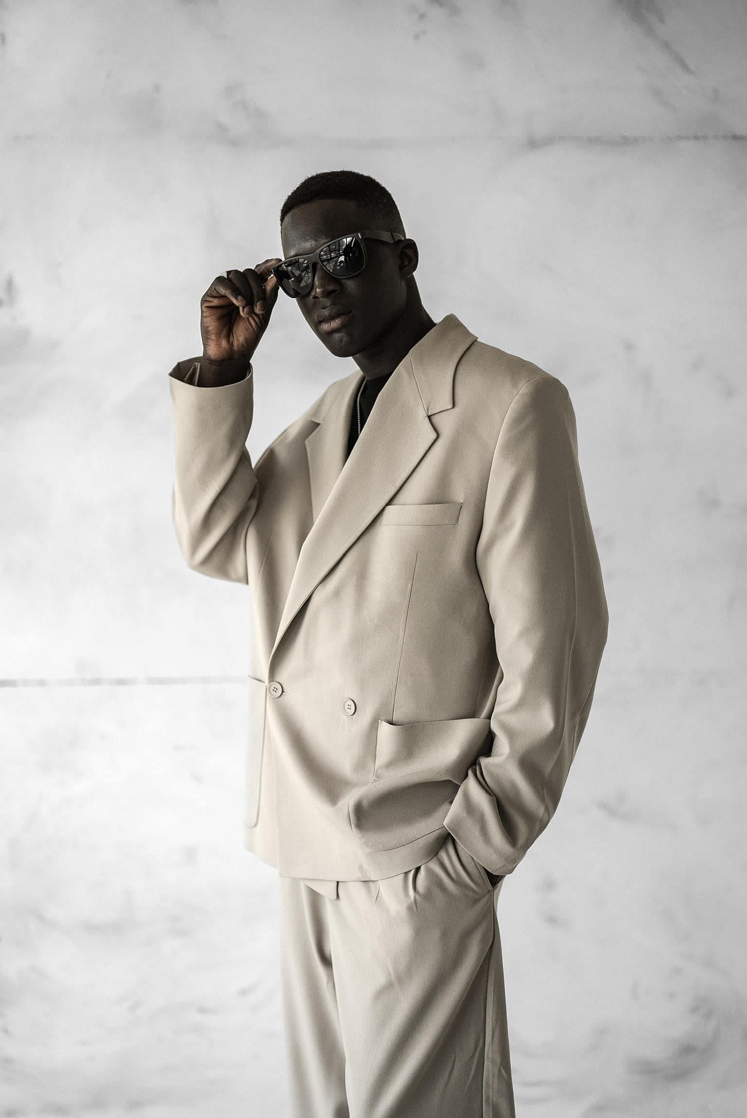 Beige Double Breasted Oversized Suit 2-Piece