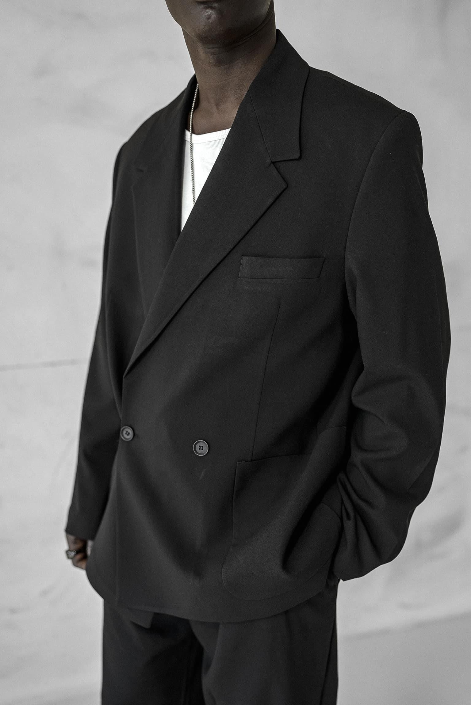 Black Double Breasted Oversized Suit 2-Piece