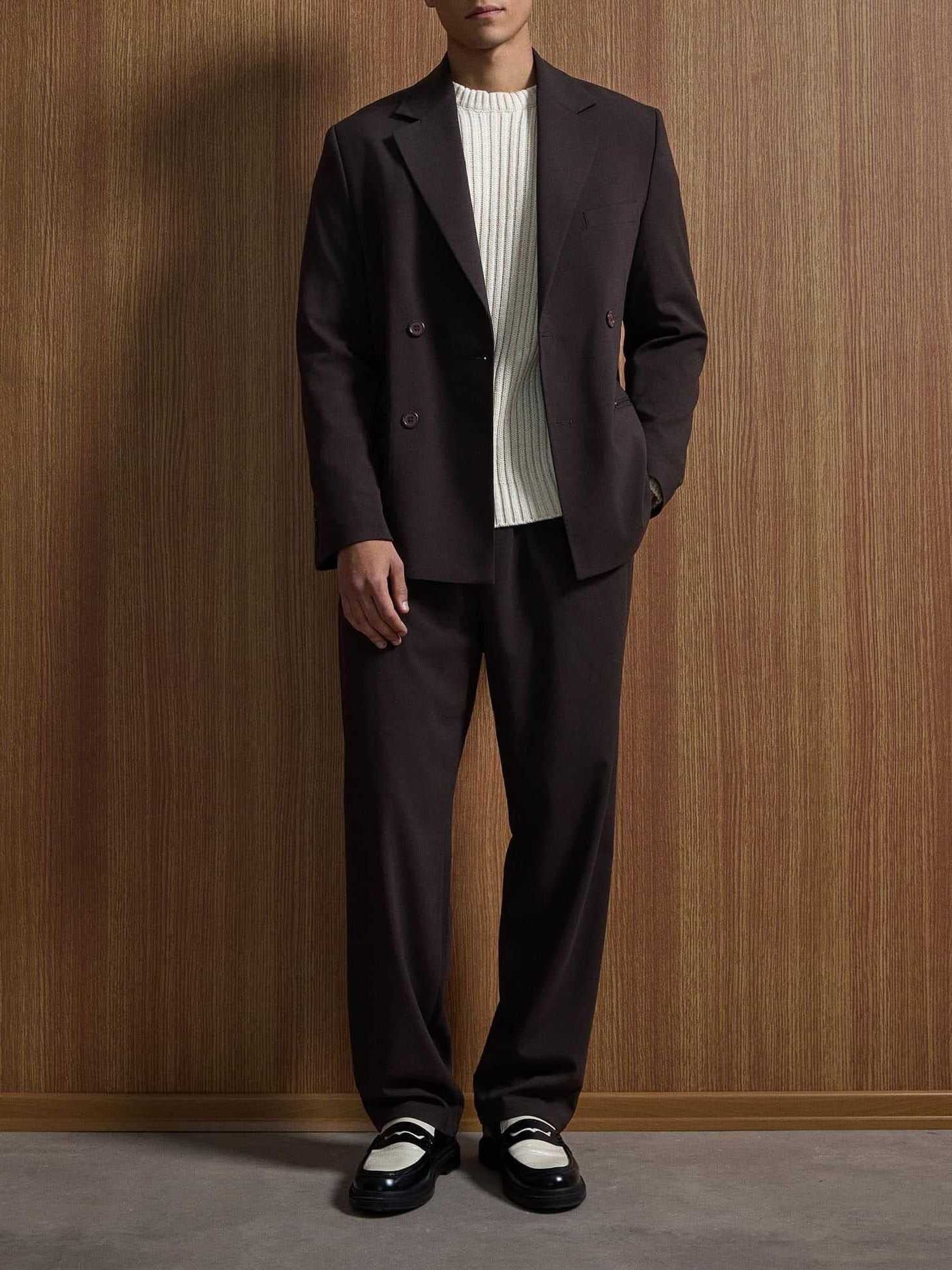 Brown Double Breasted Oversized Suit 2-Piece