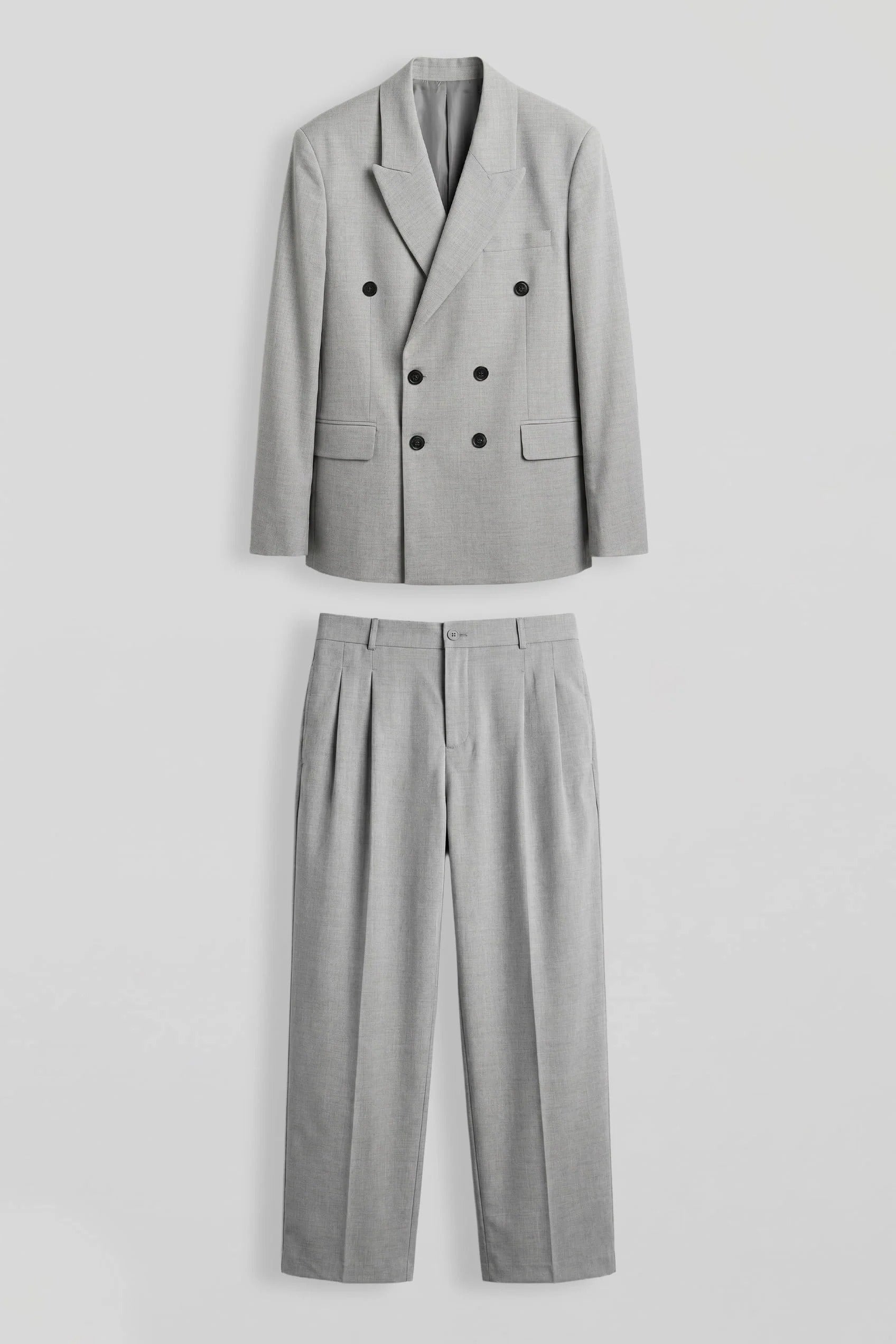 Light Grey Double Breasted Oversized Suit 2-Piece