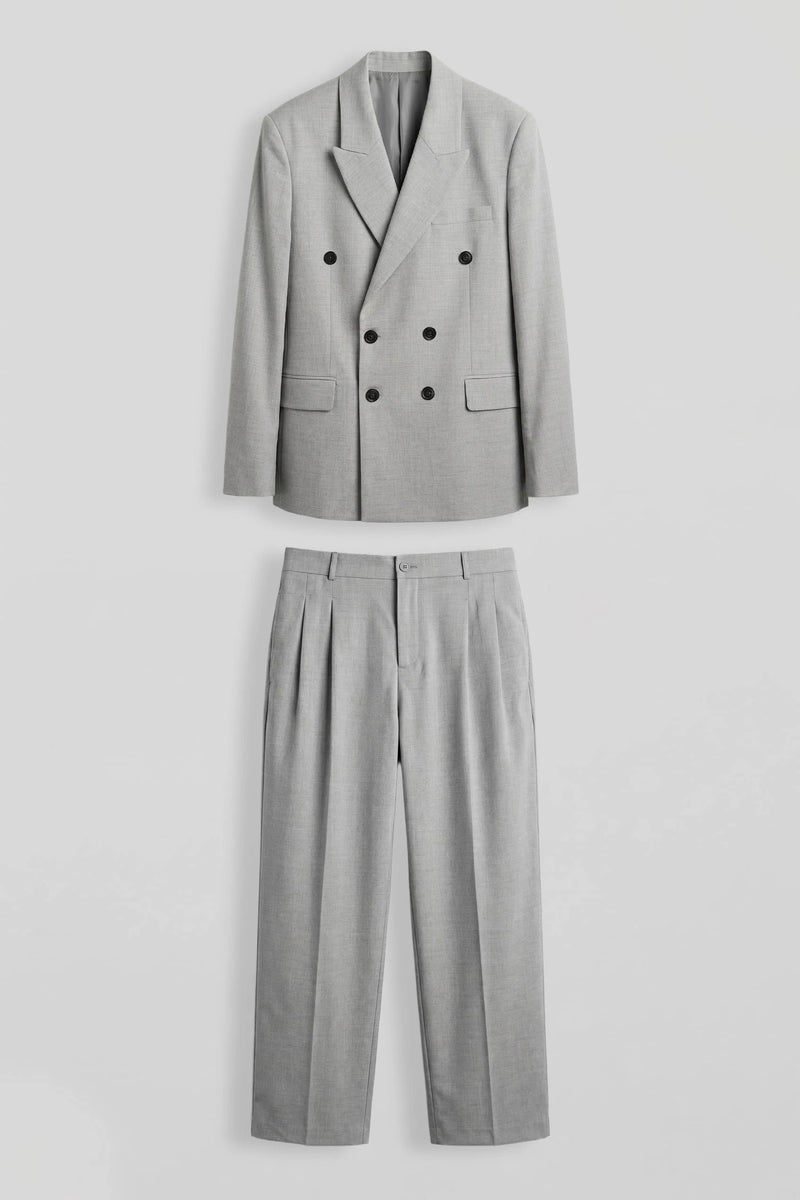 Light Grey Double Breasted Oversized Suit 2-Piece