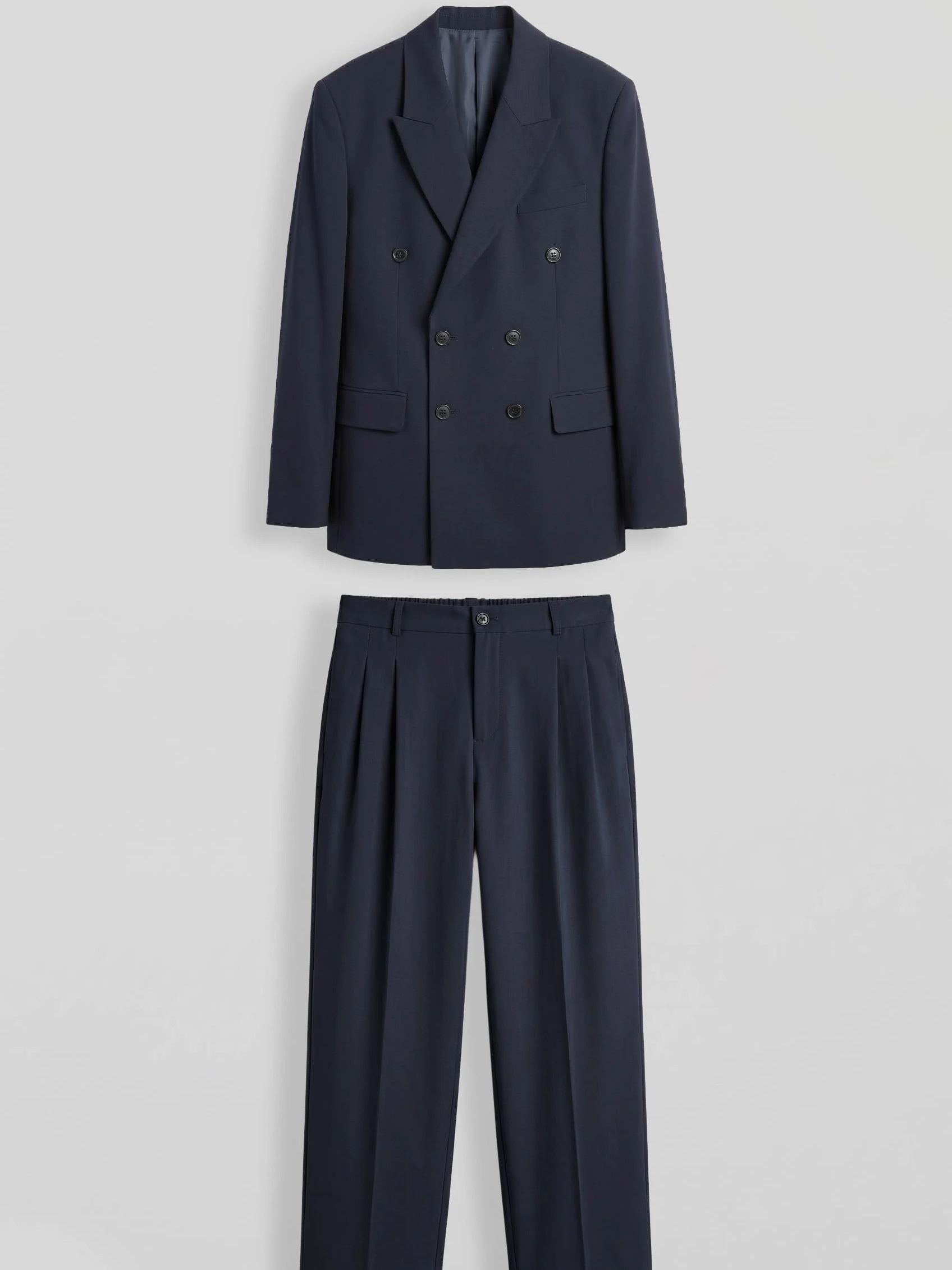 Navy Double Breasted Oversized Suit 2-Piece