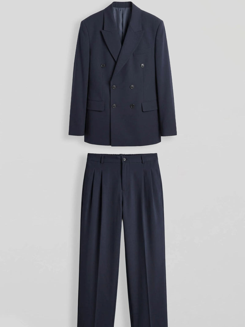 Navy Double Breasted Oversized Suit 2-Piece