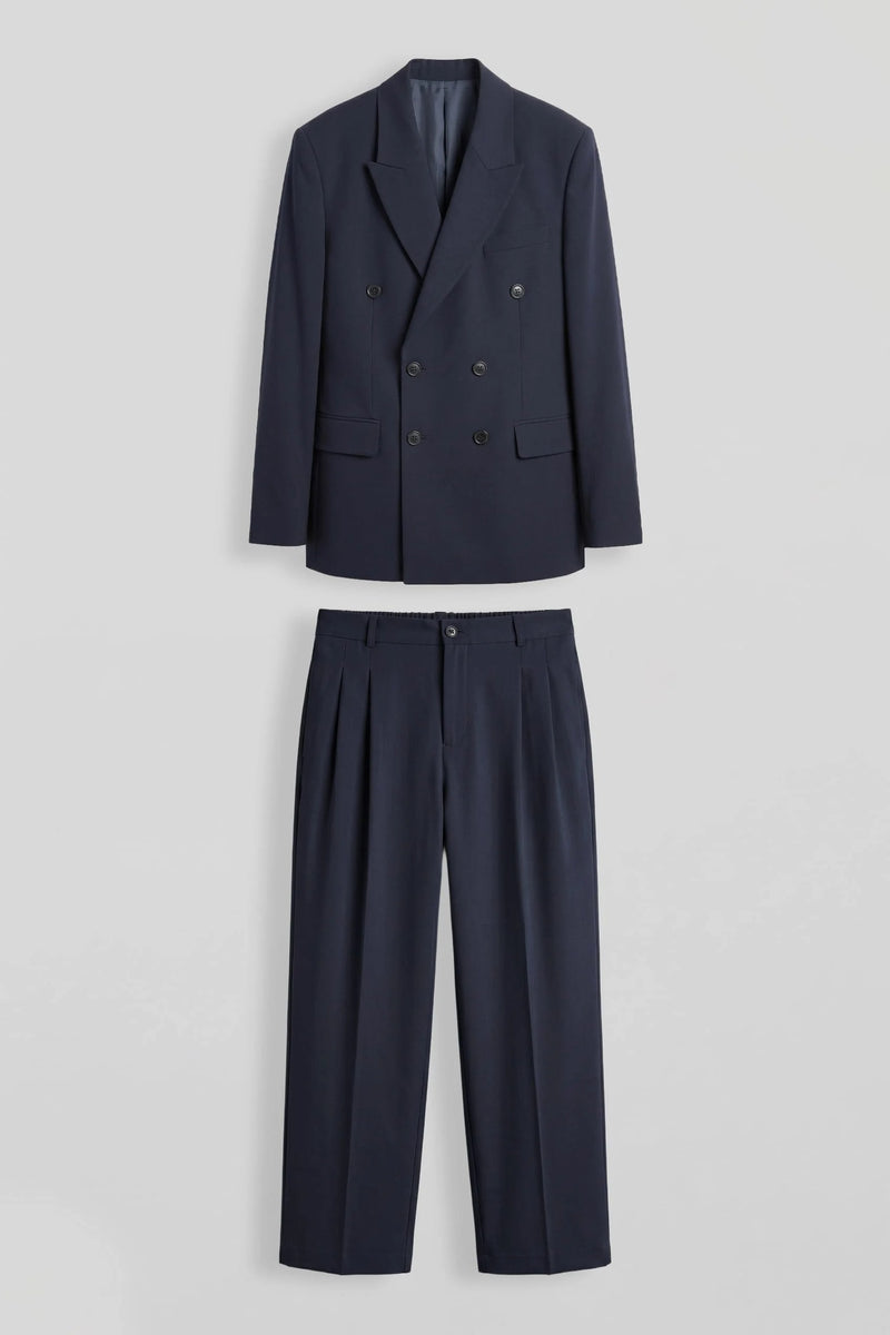 Navy Double Breasted Oversized Suit 2-Piece