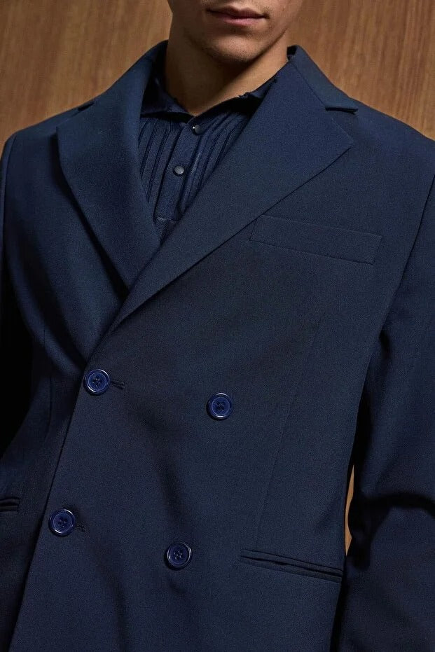 Navy Double Breasted Oversized Suit 2-Piece