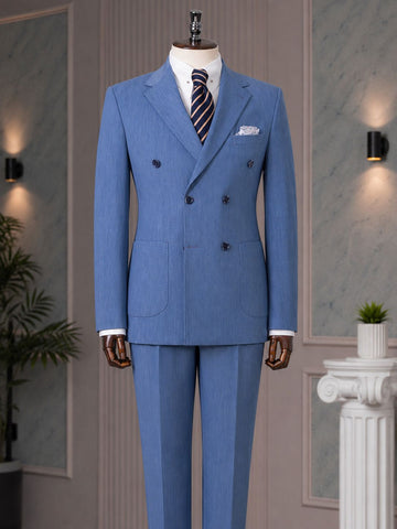Blue Double Breasted Suit 2-Piece