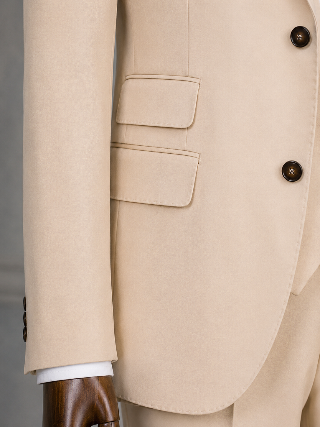 Beige Slim-Fit Suit 3-Piece