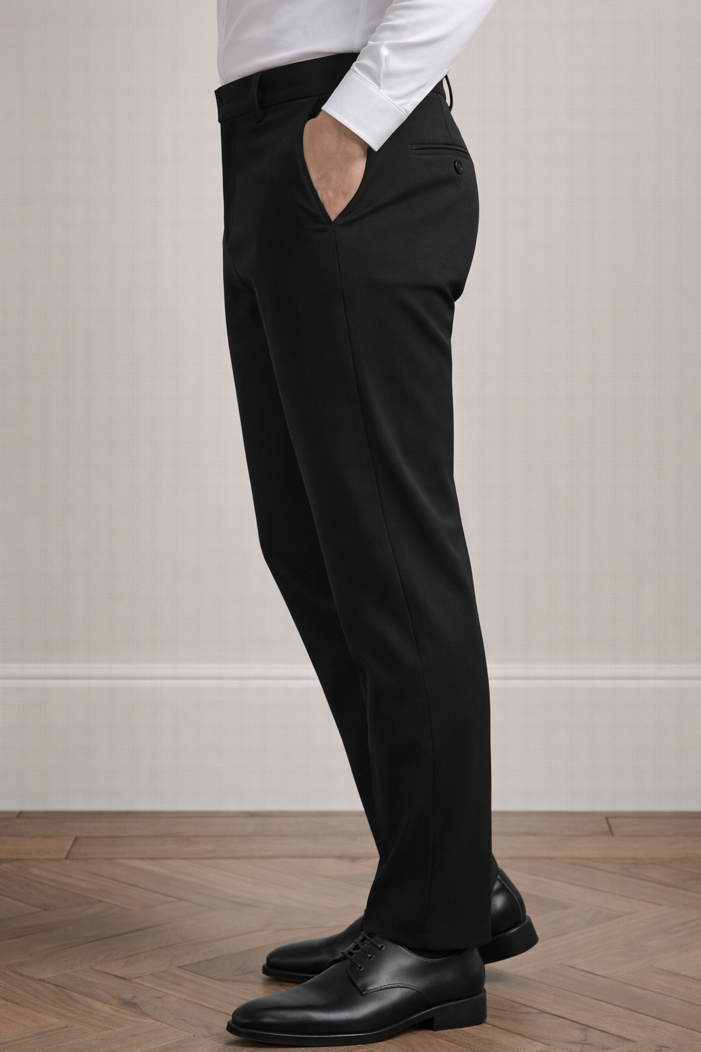 Black Mid Waist Slim-Fit Pants