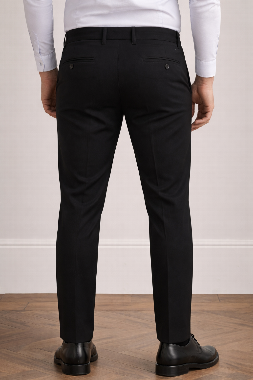 Black Mid Waist Slim-Fit Pants