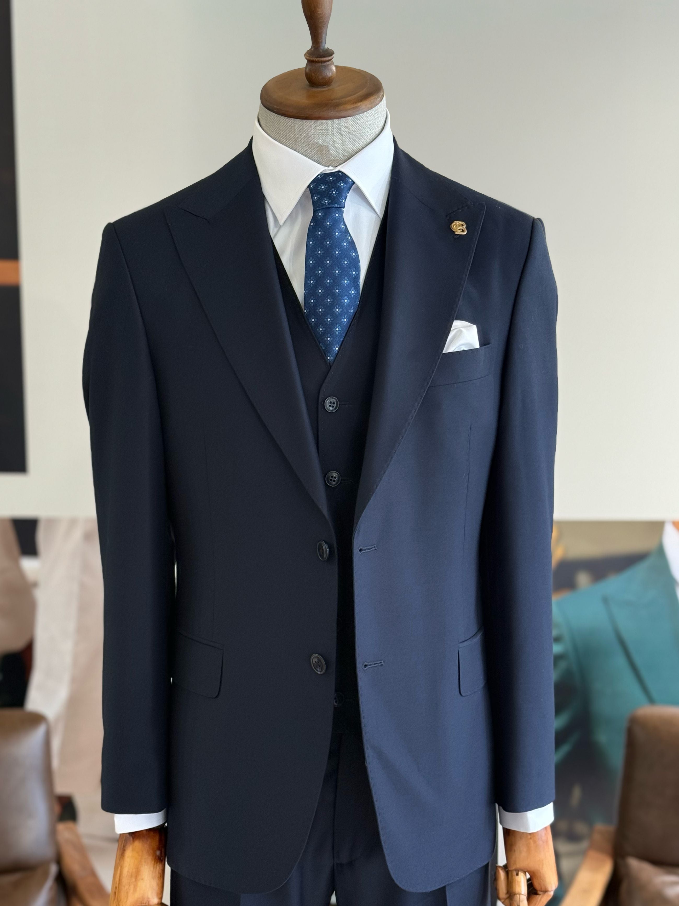 Navy Slim-Fit Suit 3-Piece