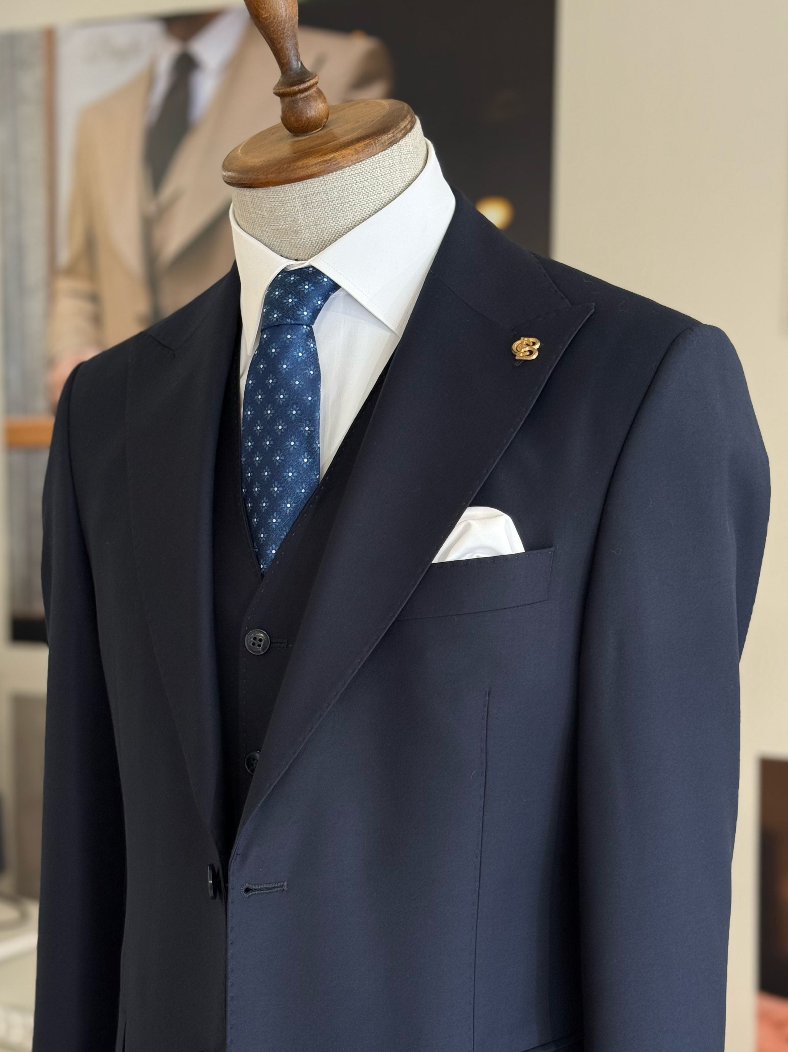 Navy Slim-Fit Suit 3-Piece