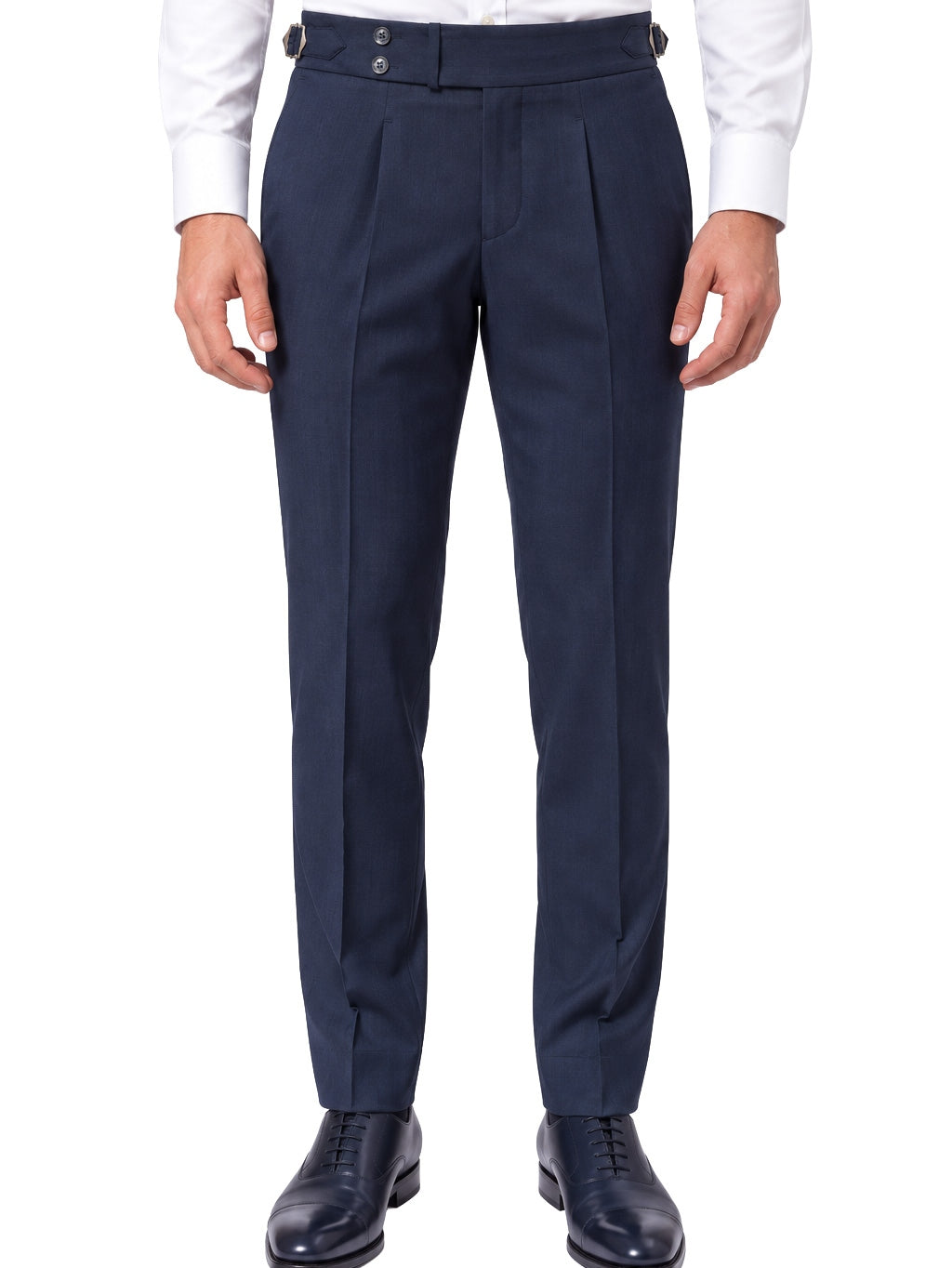 Navy High Waist Slim-Fit Pants