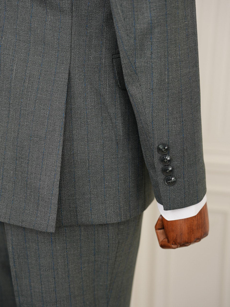 Green Striped Slim-Fit Suit 3-Piece