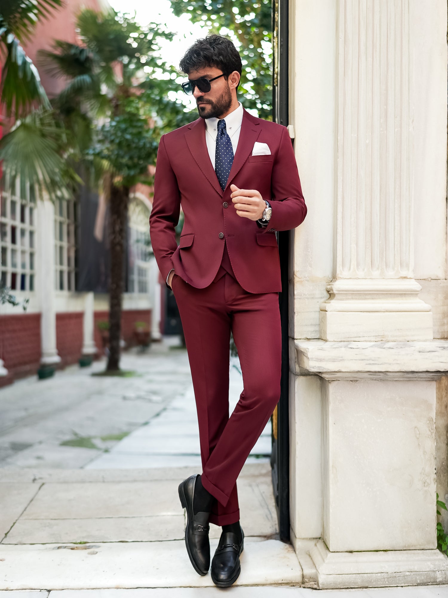 Bordeaux Slim-Fit Suit 3-Piece