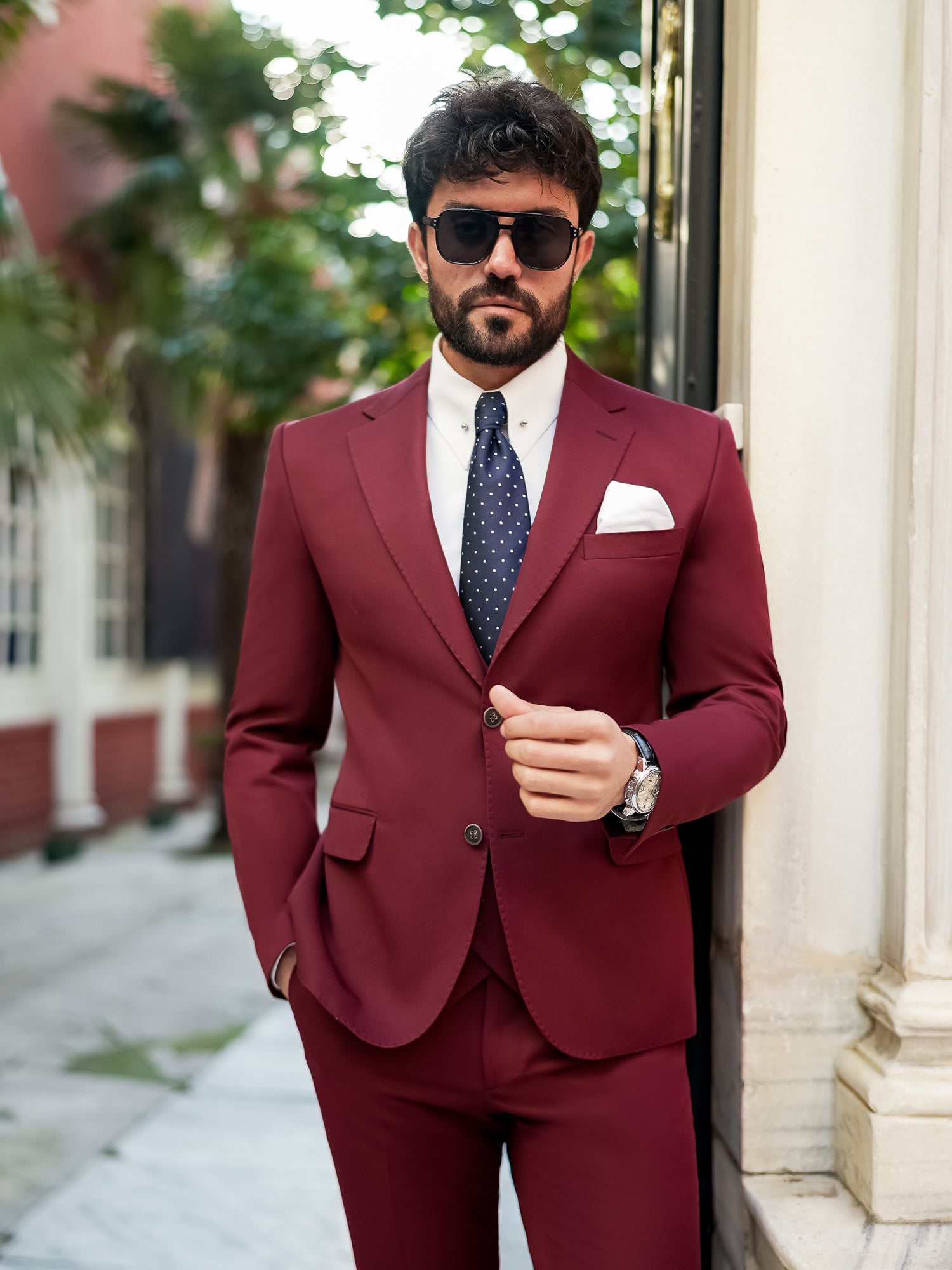 Bordeaux Slim-Fit Suit 3-Piece