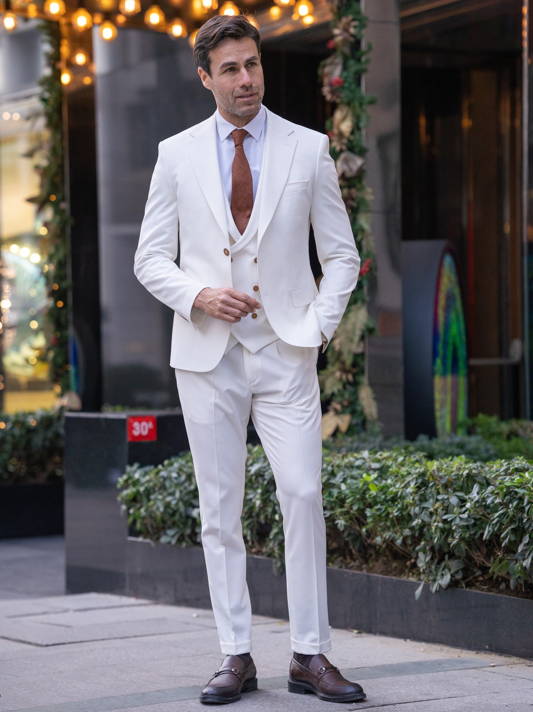 White Slim-Fit Suit 3-Piece