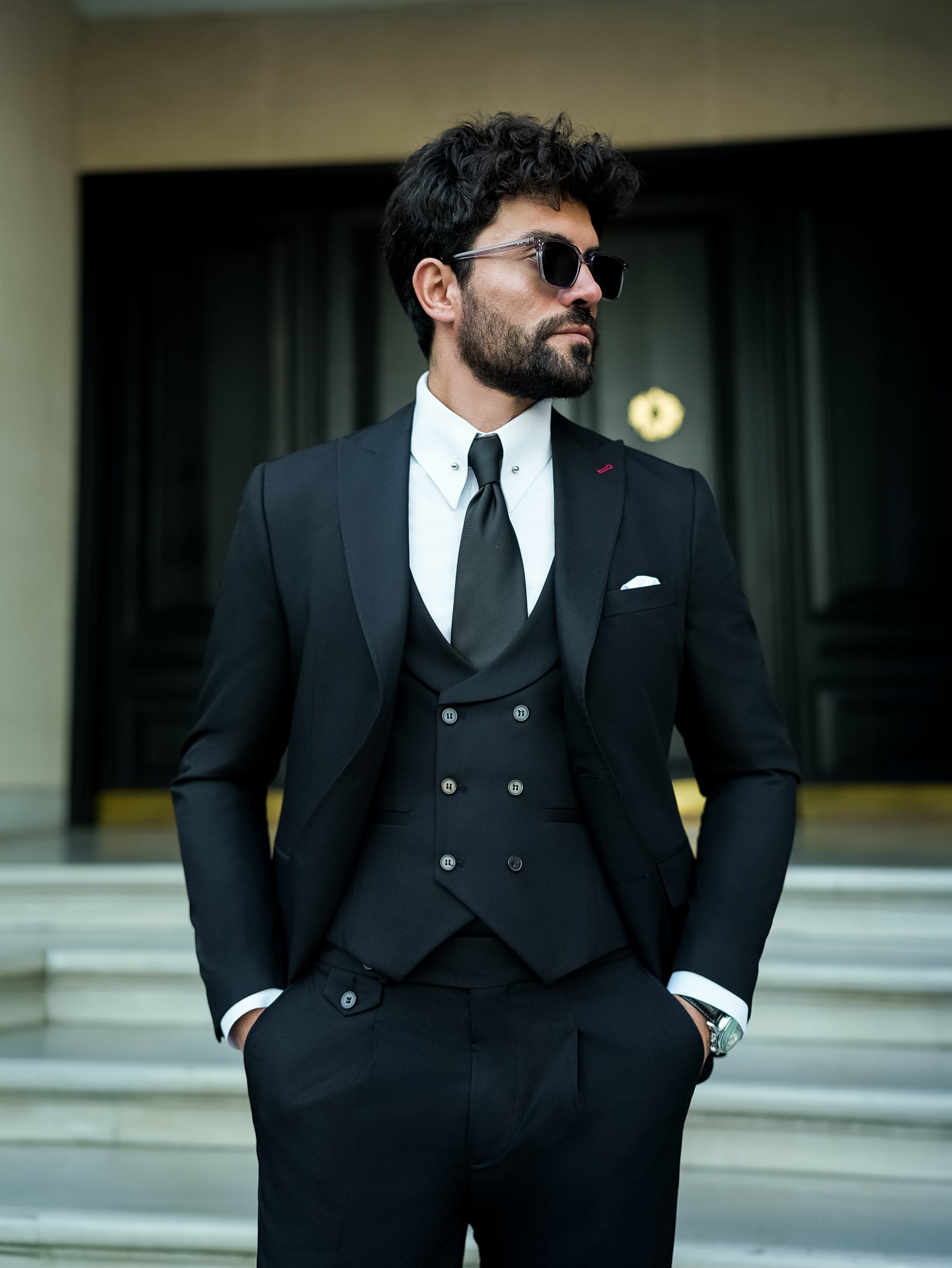 Black Modern-Fit Suit 3-Piece