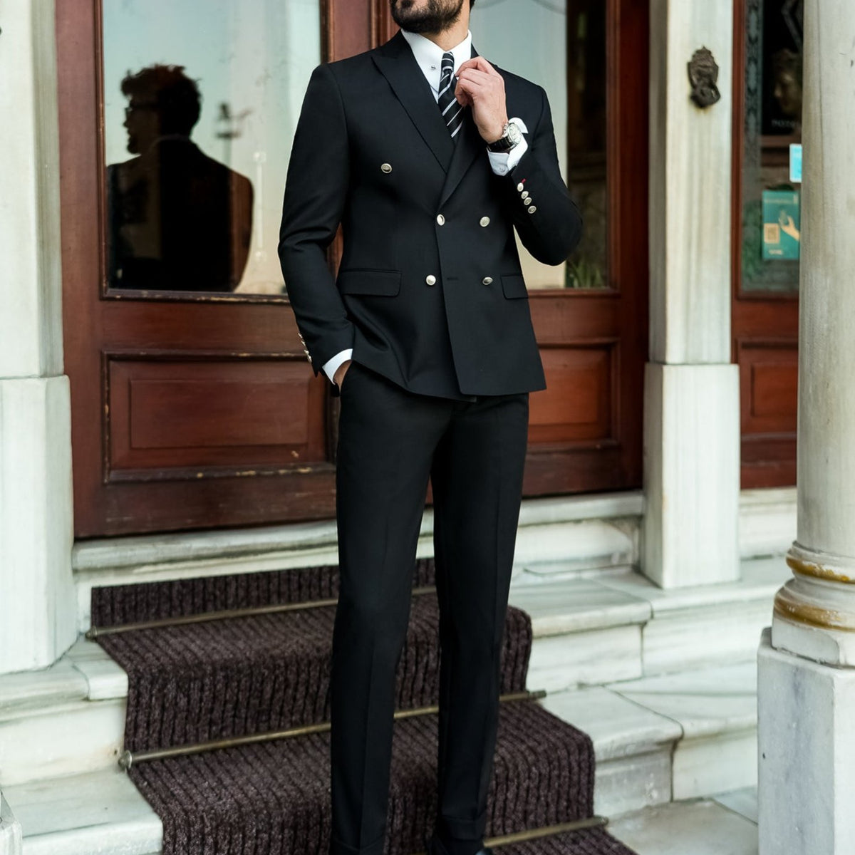 Black Double Breasted Suit 2-Piece