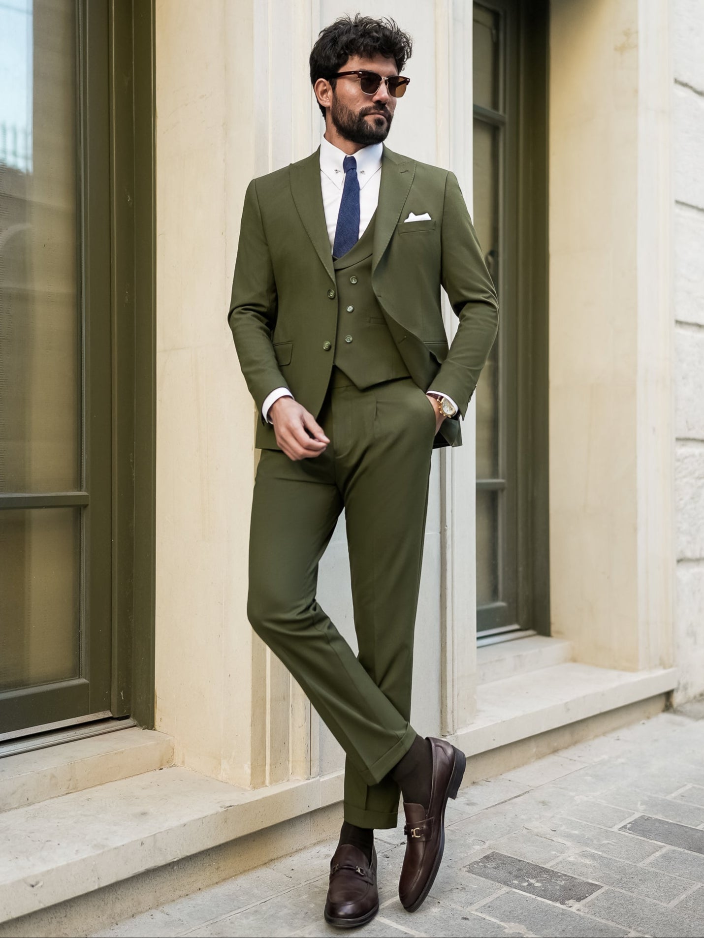 Khaki Modern-Fit Suit 3-Piece