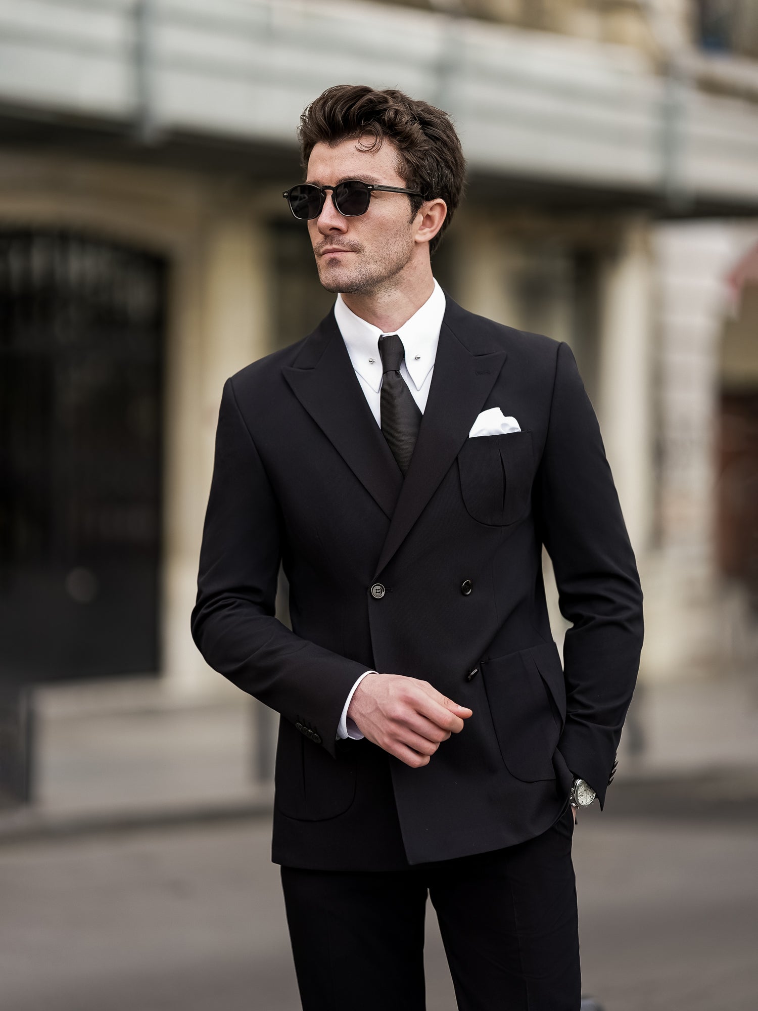 Black Double Breasted Suit 2-Piece