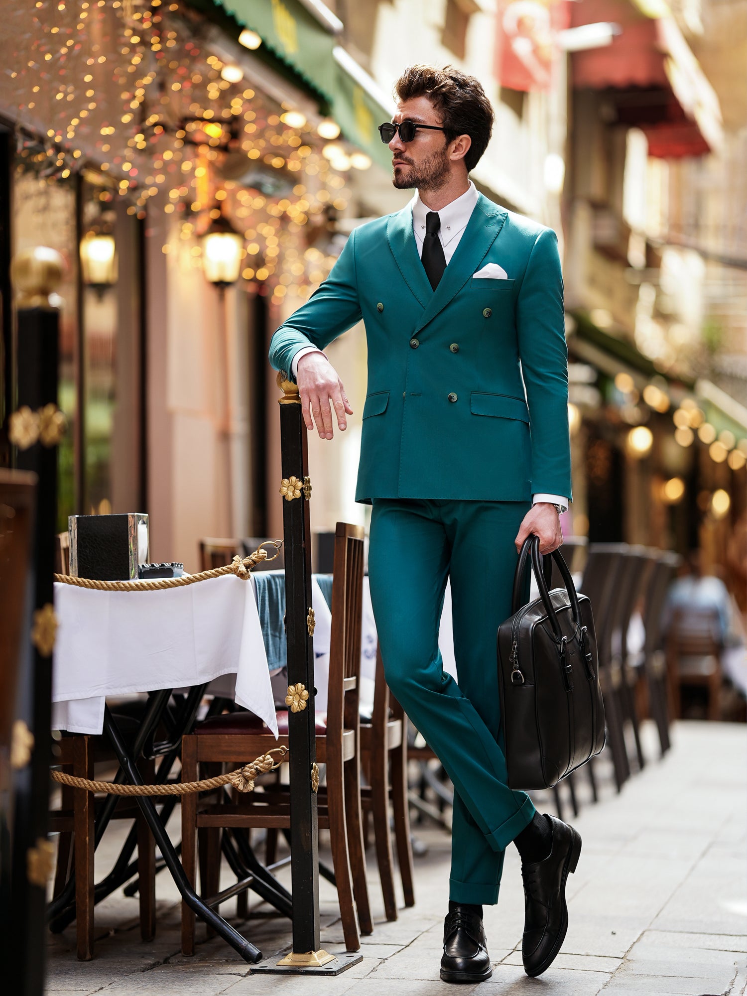 Green Double Breasted Suit 2-Piece