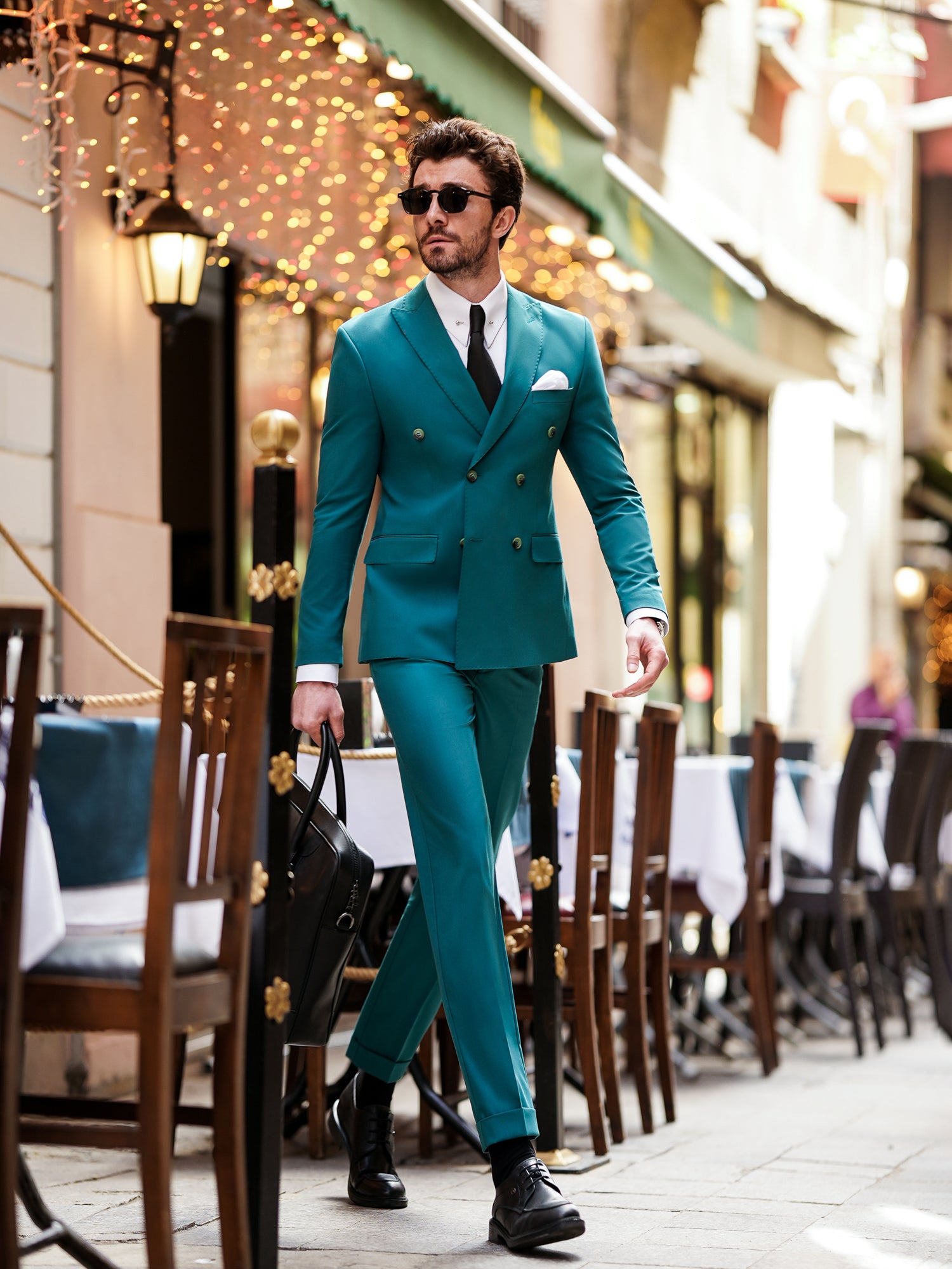 Green Double Breasted Suit 2-Piece