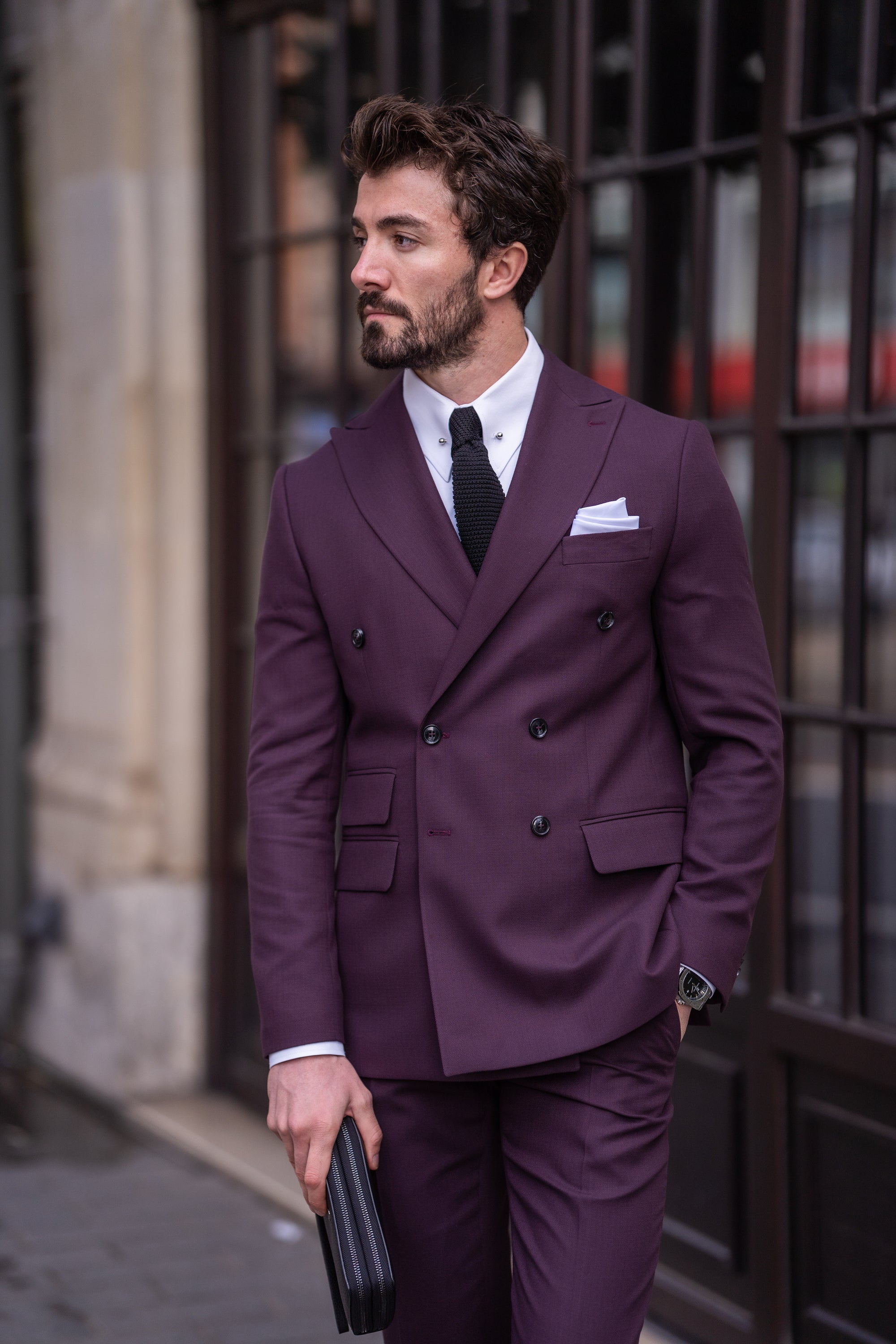 Purple Double Breasted Suit 2-Piece