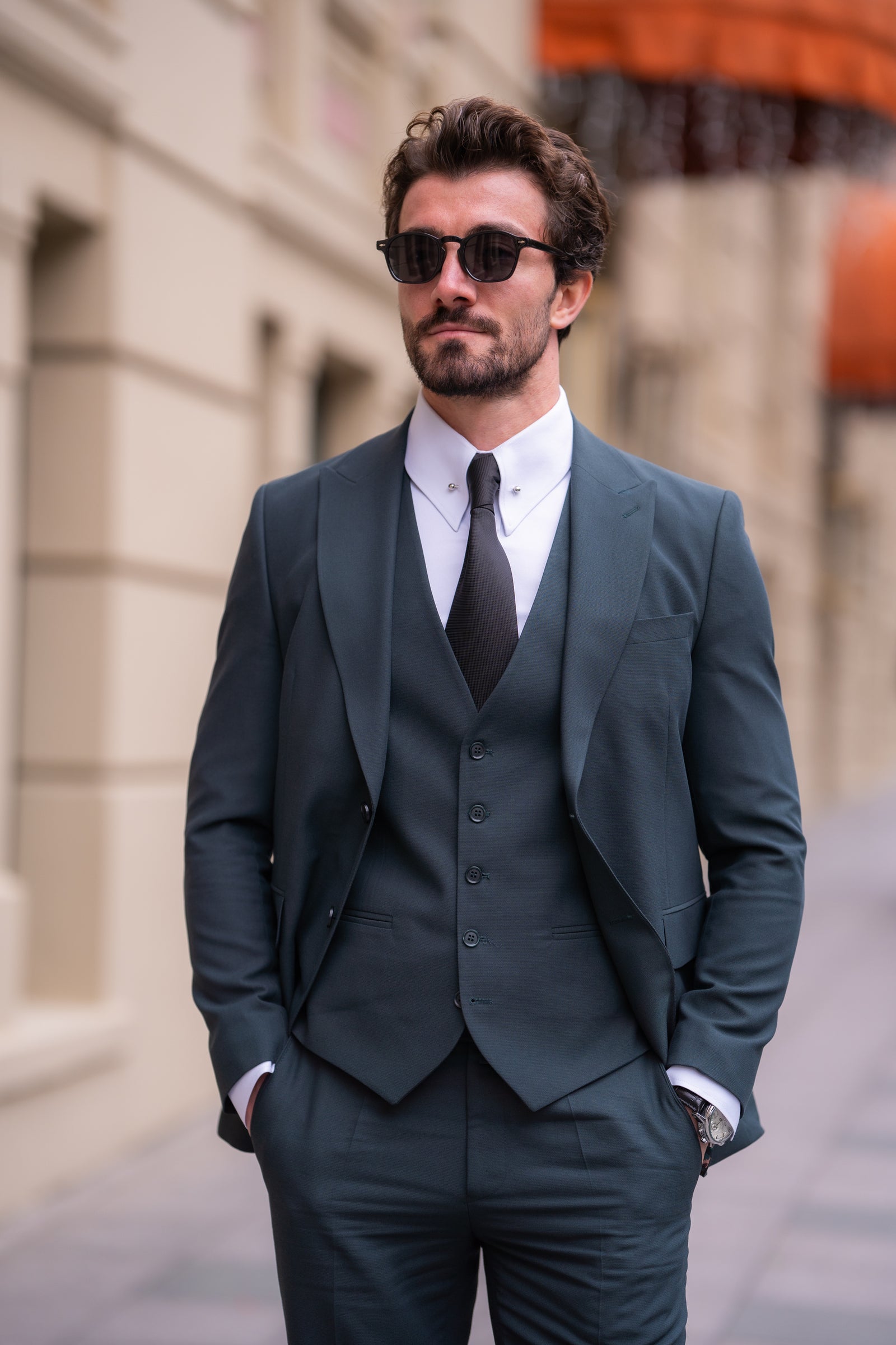 Green Slim-Fit Suit 3-Piece