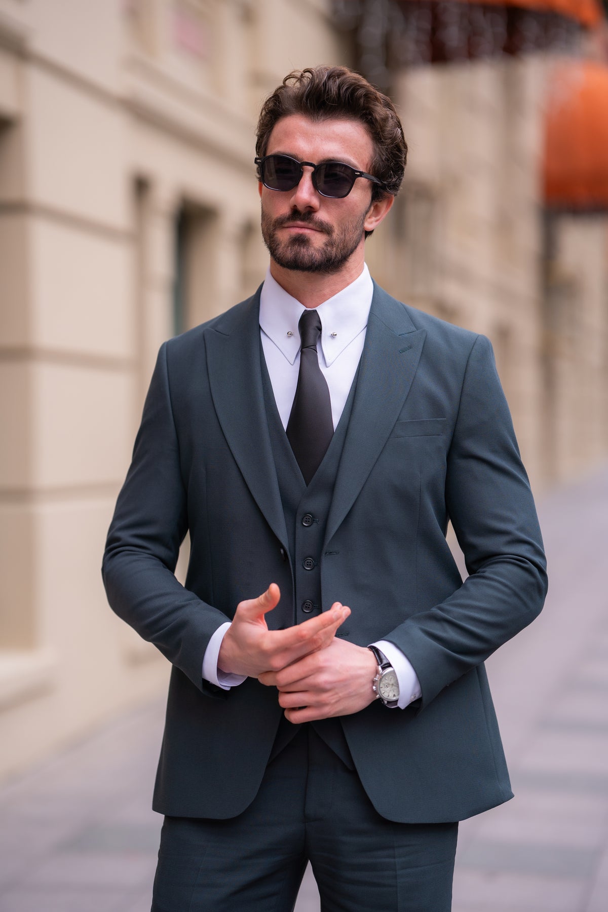 Green Slim-Fit Suit 3-Piece