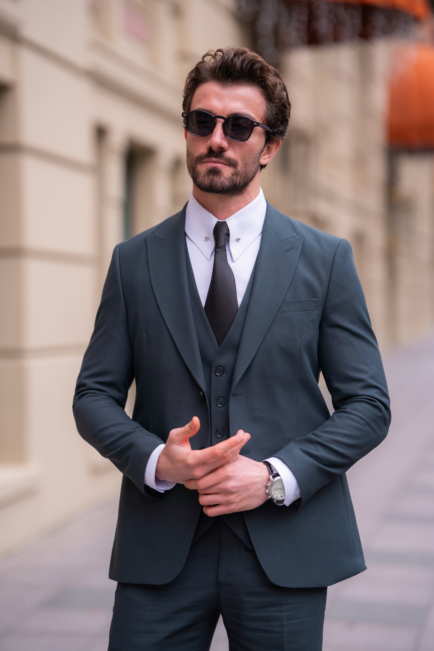 Green Slim-Fit Suit 3-Piece