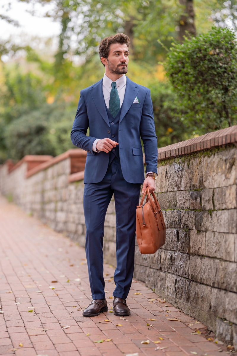 Blue Slim-Fit Suit 3-Piece