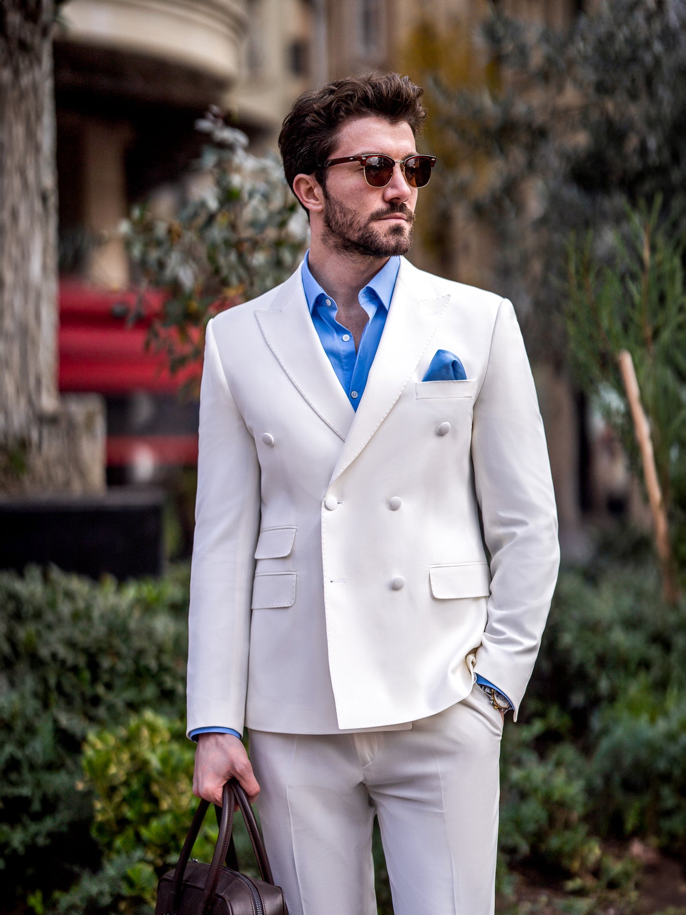 White Double Breasted Regular Fit Suit main image 0