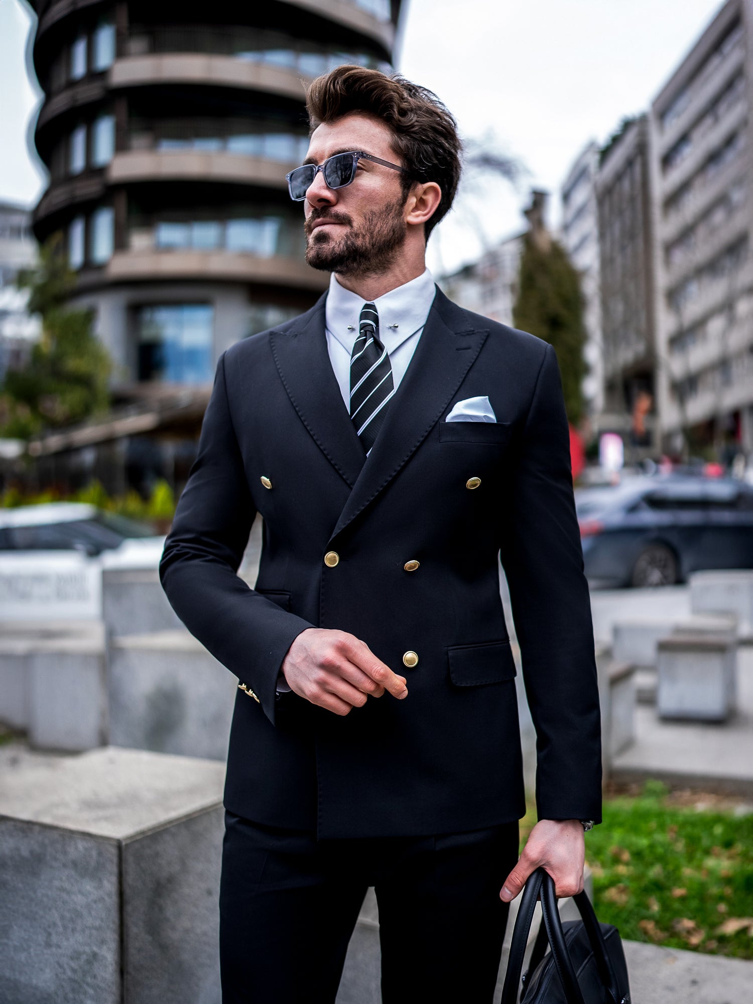 Black Double Breasted Suit 2-Piece