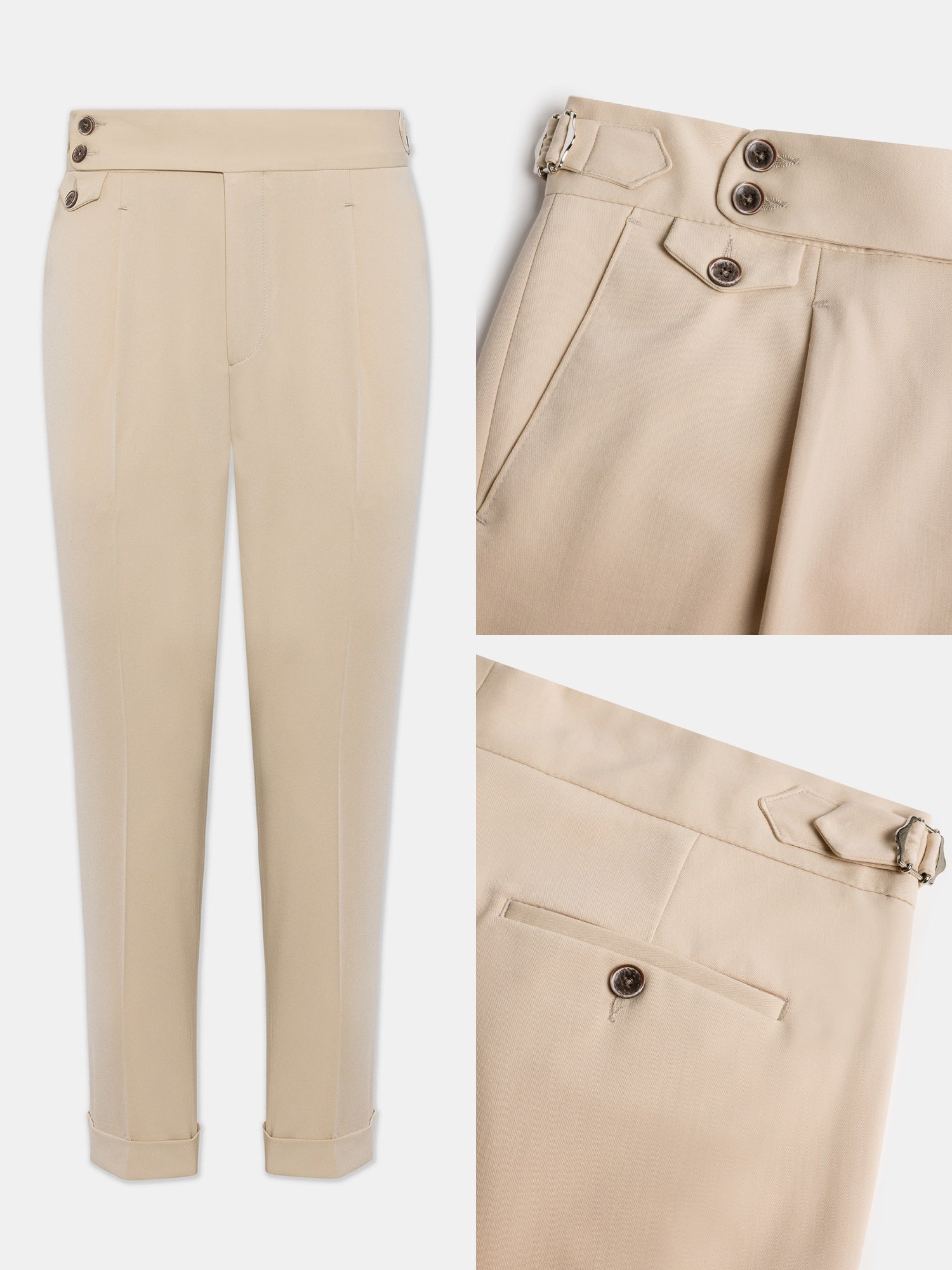 London Beige High Waist Slim-Fit Pants