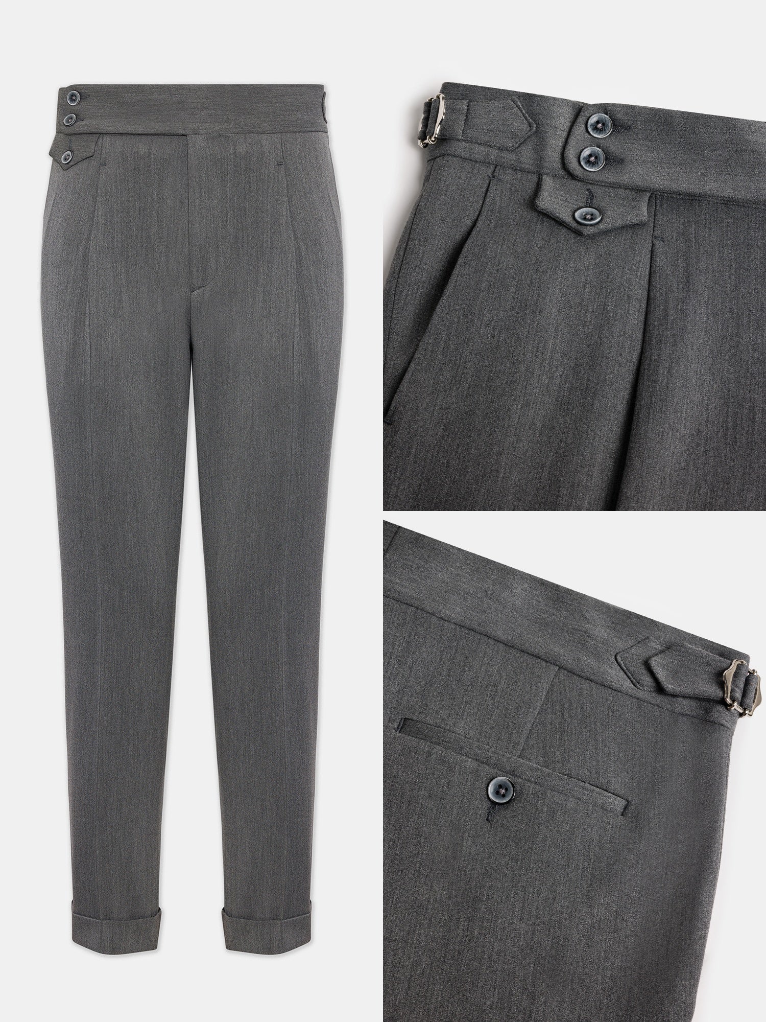 London Grey High Waist Slim-Fit Pants