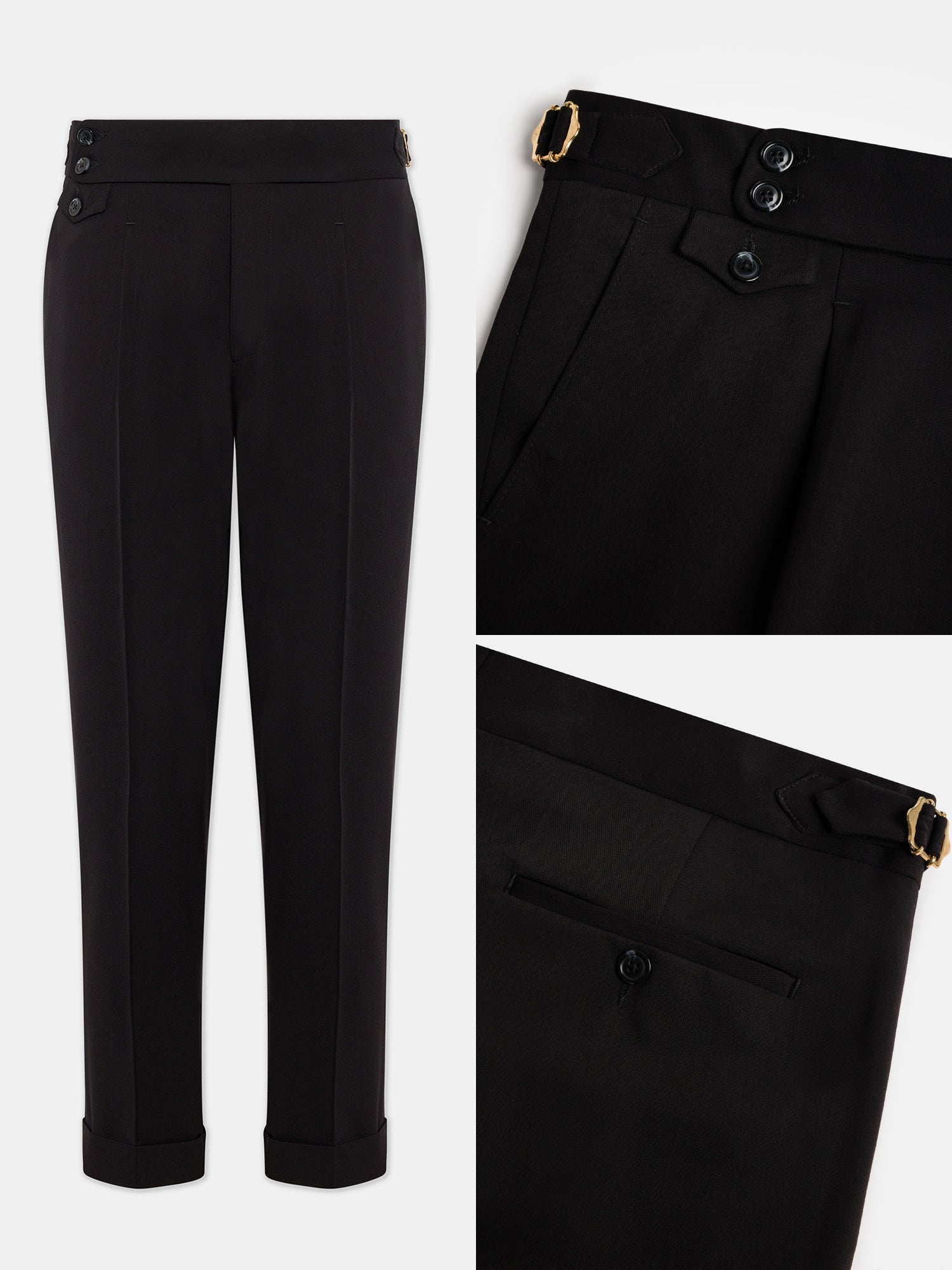 London Black High Waist Slim-Fit Pants